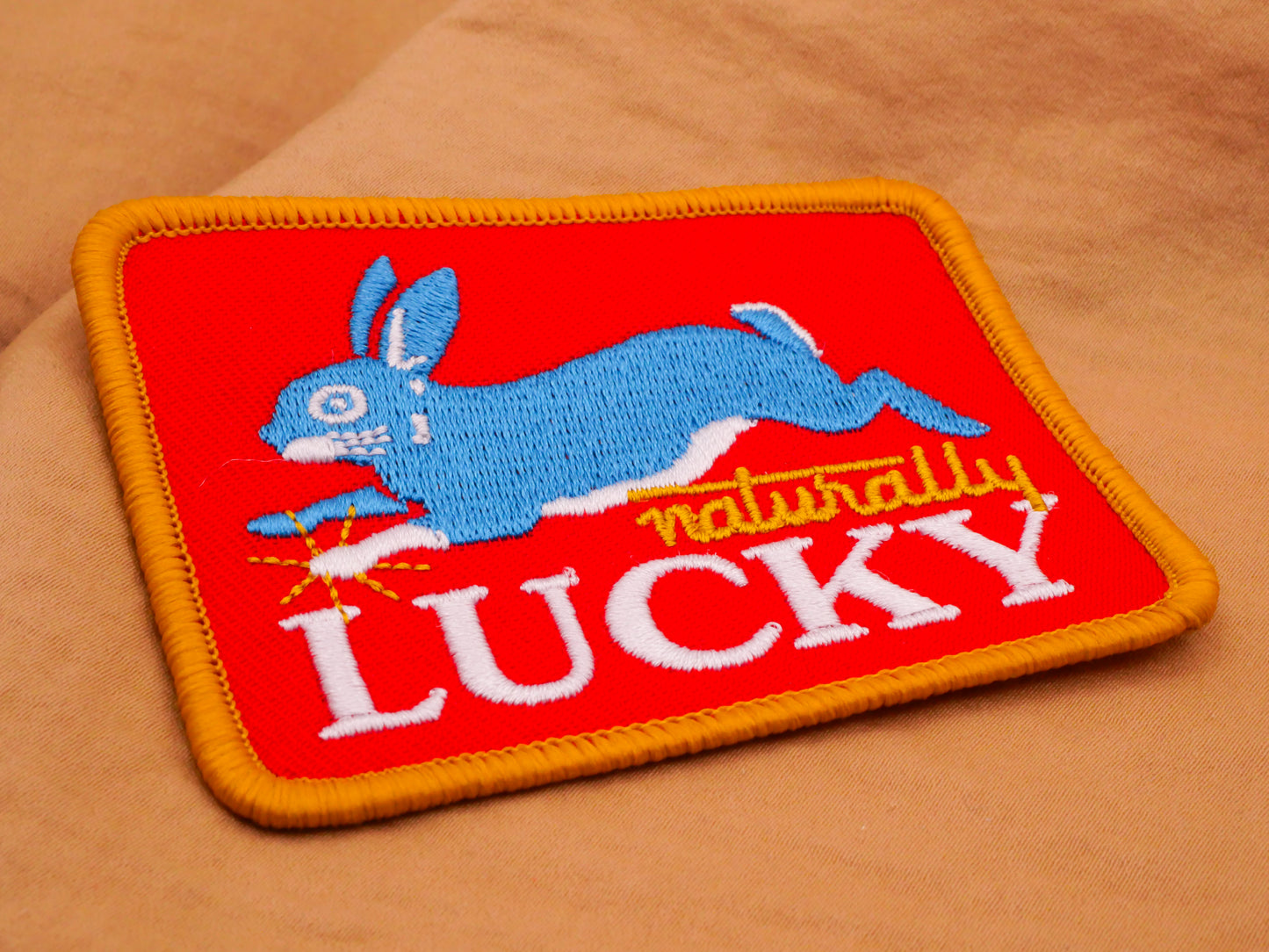 Naturally Luck Hopping Bunny Red Patch Embellishment 60x77mm