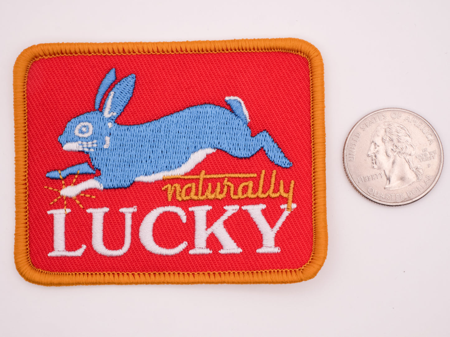 Naturally Luck Hopping Bunny Red Patch Embellishment 60x77mm