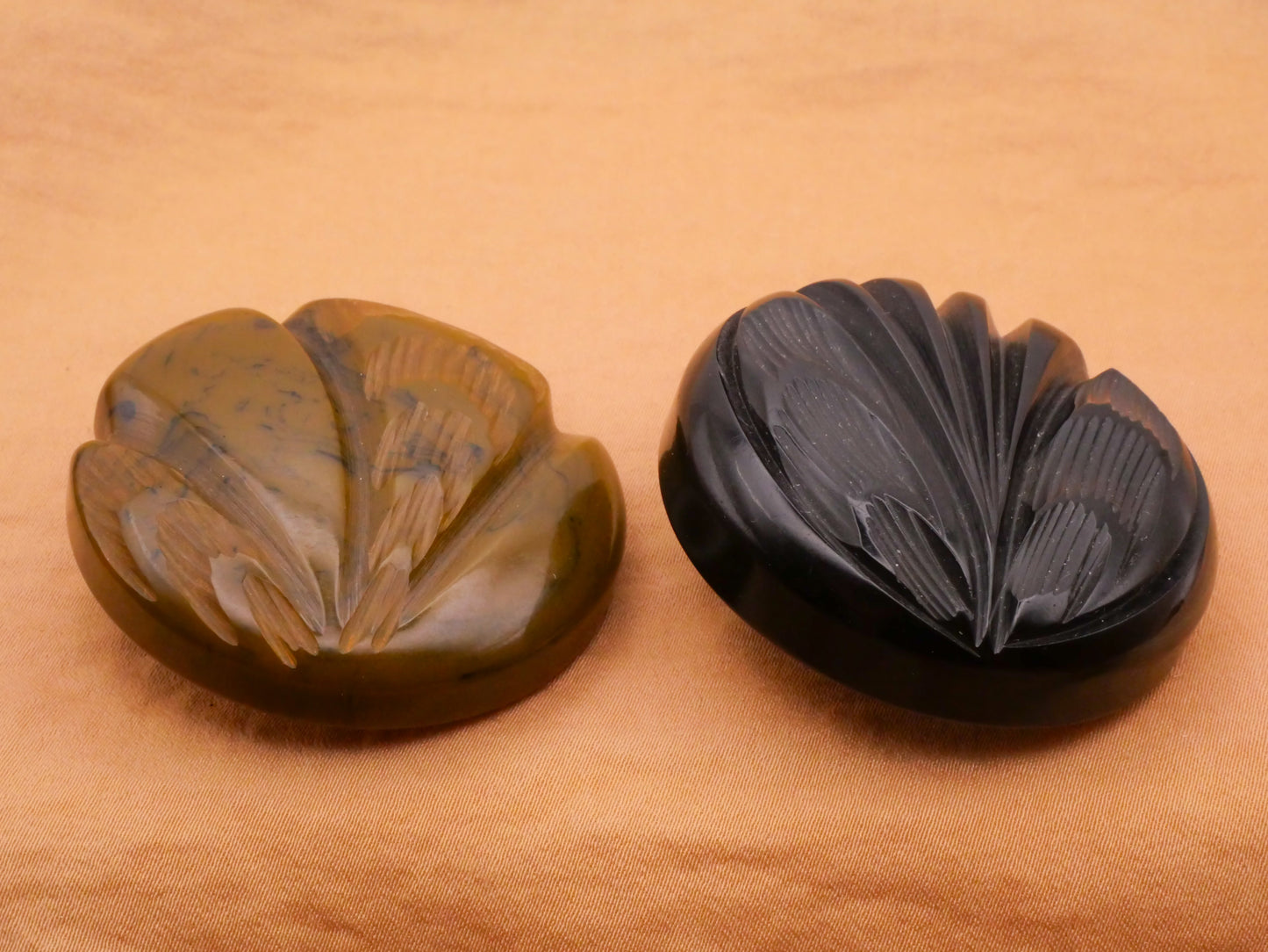 Plume Feather Carved Bakelite Early Plastic Large Button Various 43-44mm