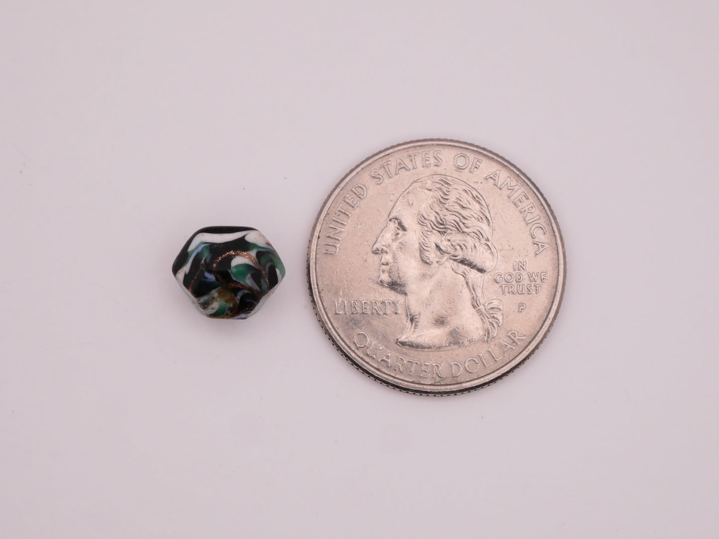 Hexagon Black Glass Marbled White Teal Gold Glitter Swirl Back Button 10mm