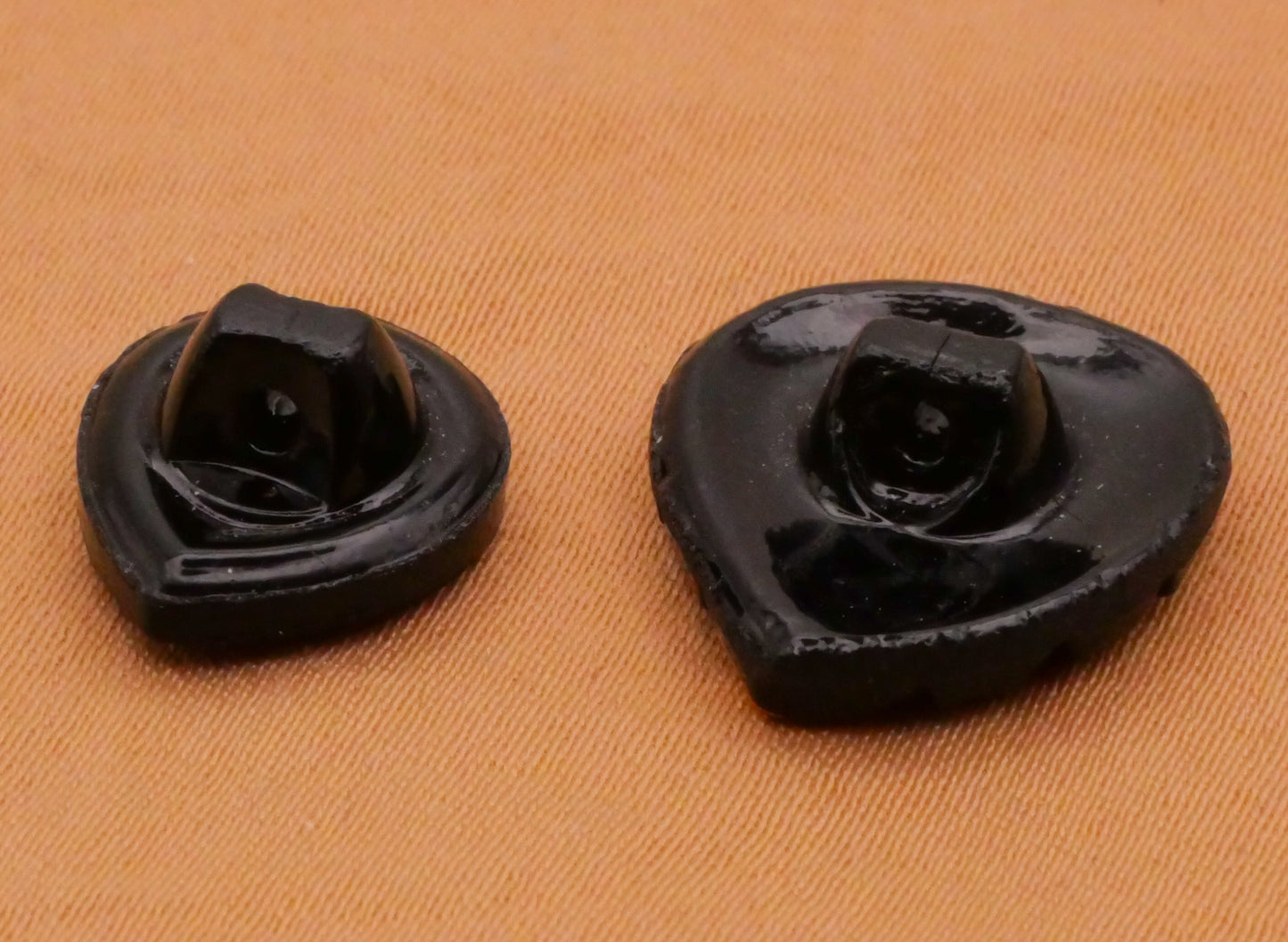 Leaf Feather Vintage Black Glass Button Various 11-18mm