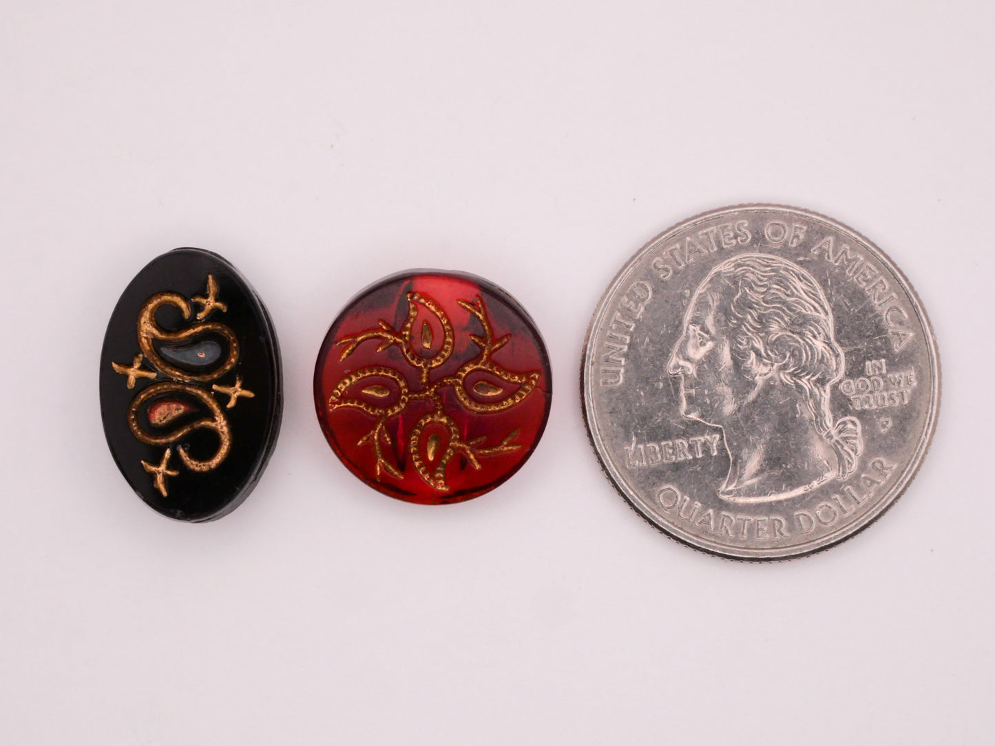 Paisley Etched Glass Hand-Painted Antique Glass Button Various 12-18mm