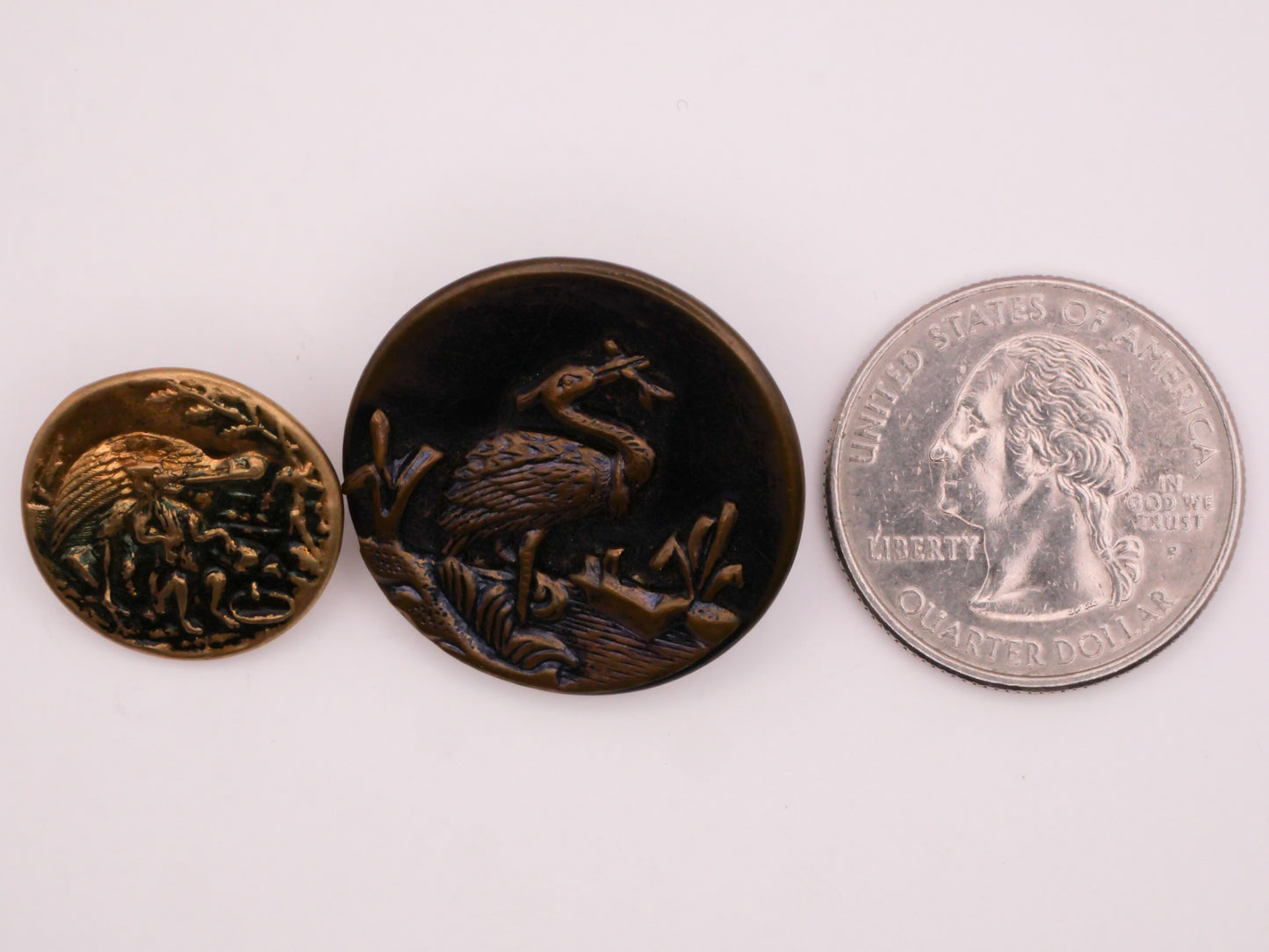 Bird Scene Fox Crow Crane Tinted Metal Button Various 18-27mm