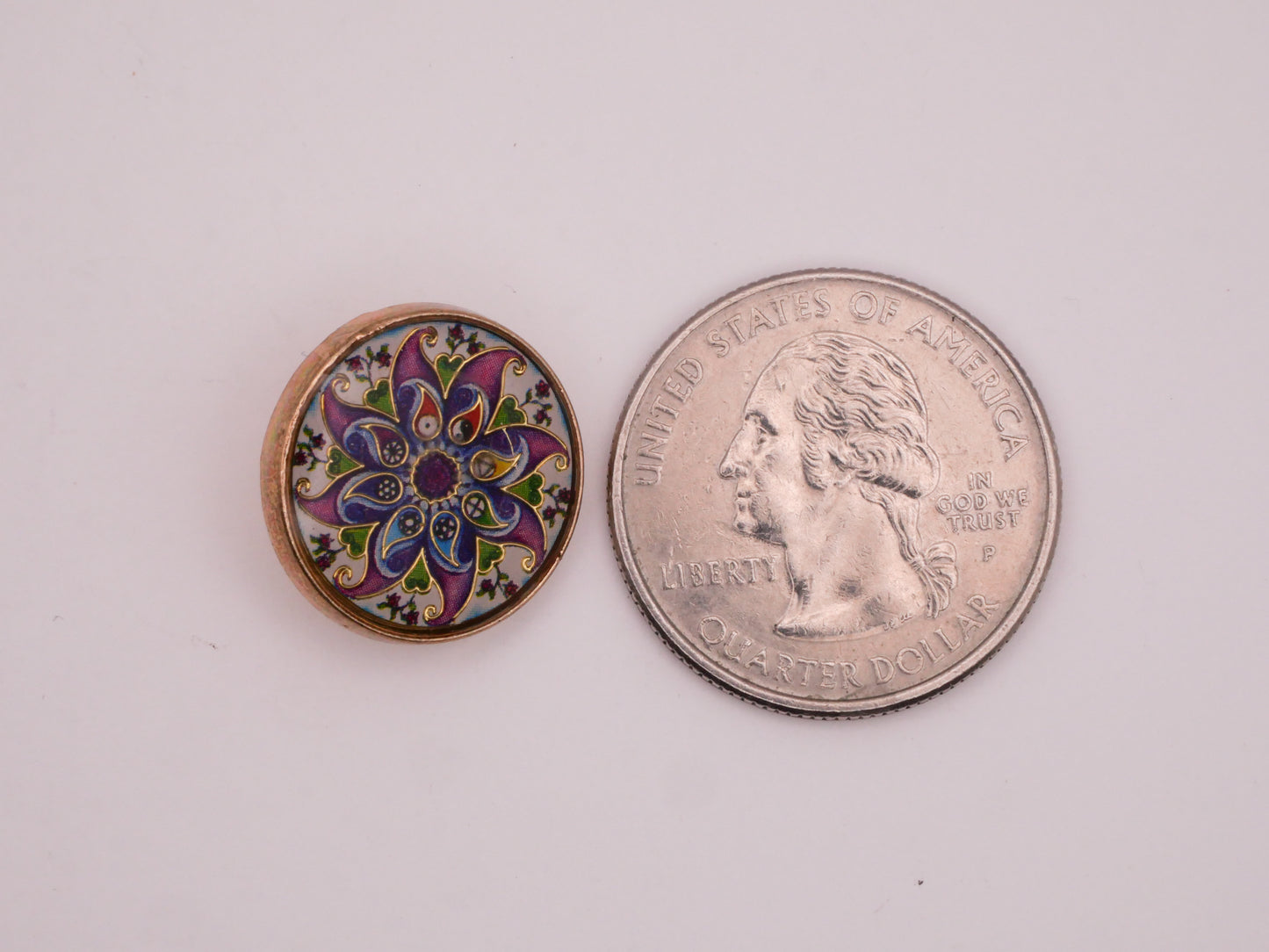 Flower Spiral Paisley Heart Yin Yang Resin Gold Metal Button 18mm