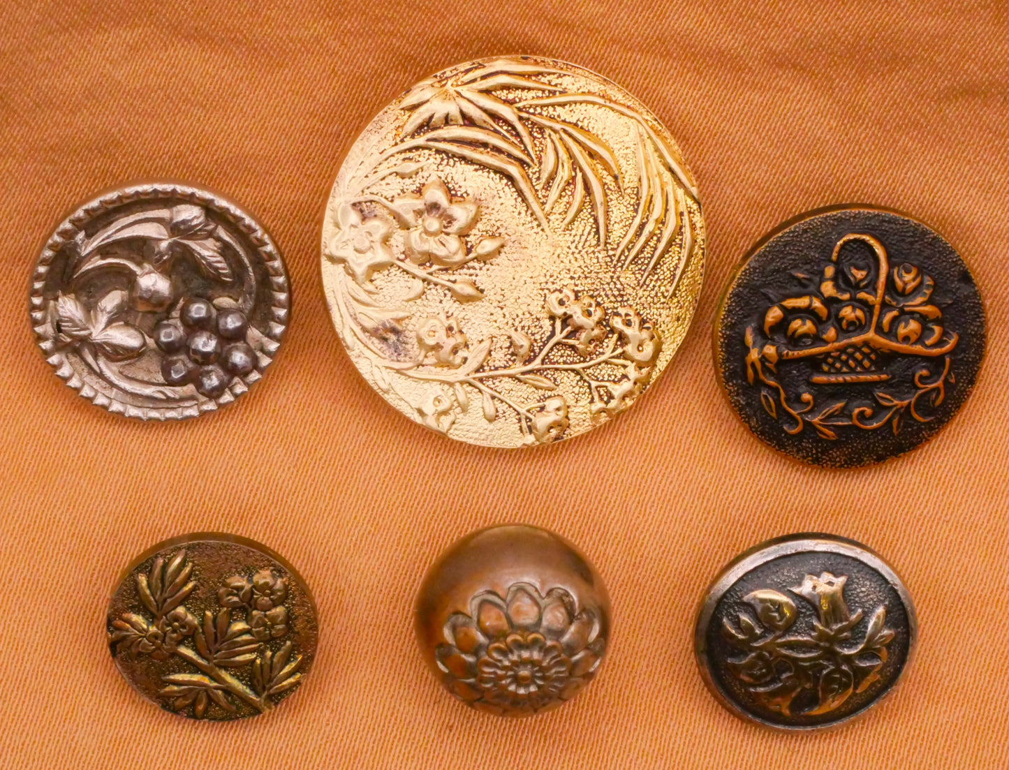 Flower Florals Paris Backmark French Metal Button Various 11-23mm