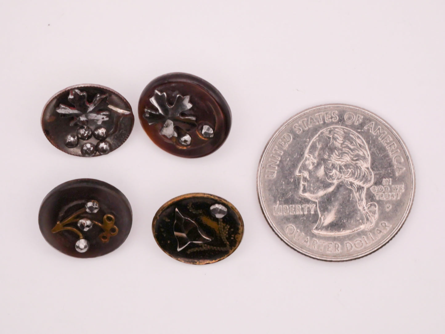 Foliage Steel-Cut Metal or Mother of Pearl Button Various 14-15mm