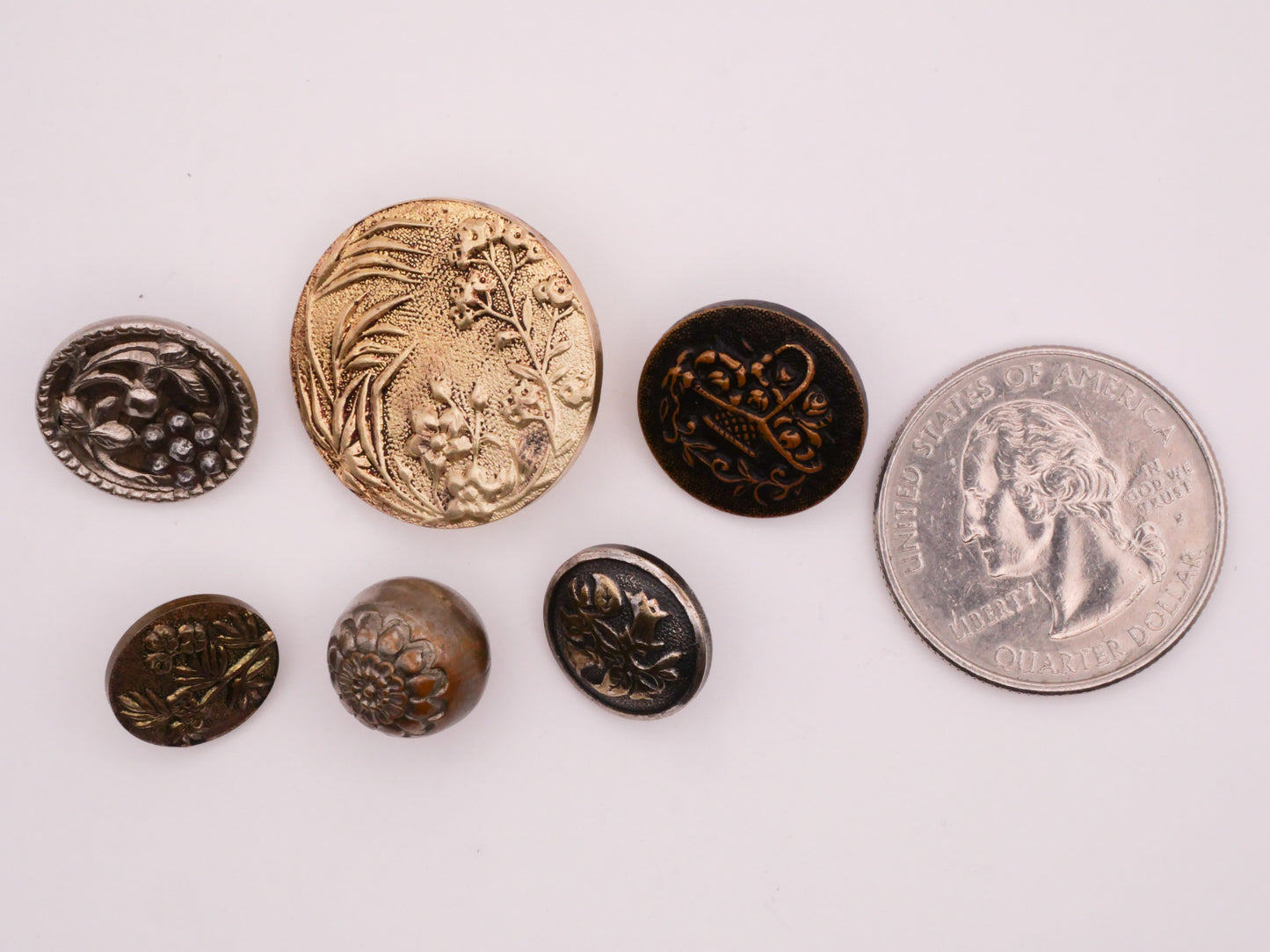 Flower Florals Paris Backmark French Metal Button Various 11-23mm