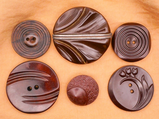 Chocolate Brown Vintage Plastic Button Various 23-40mm