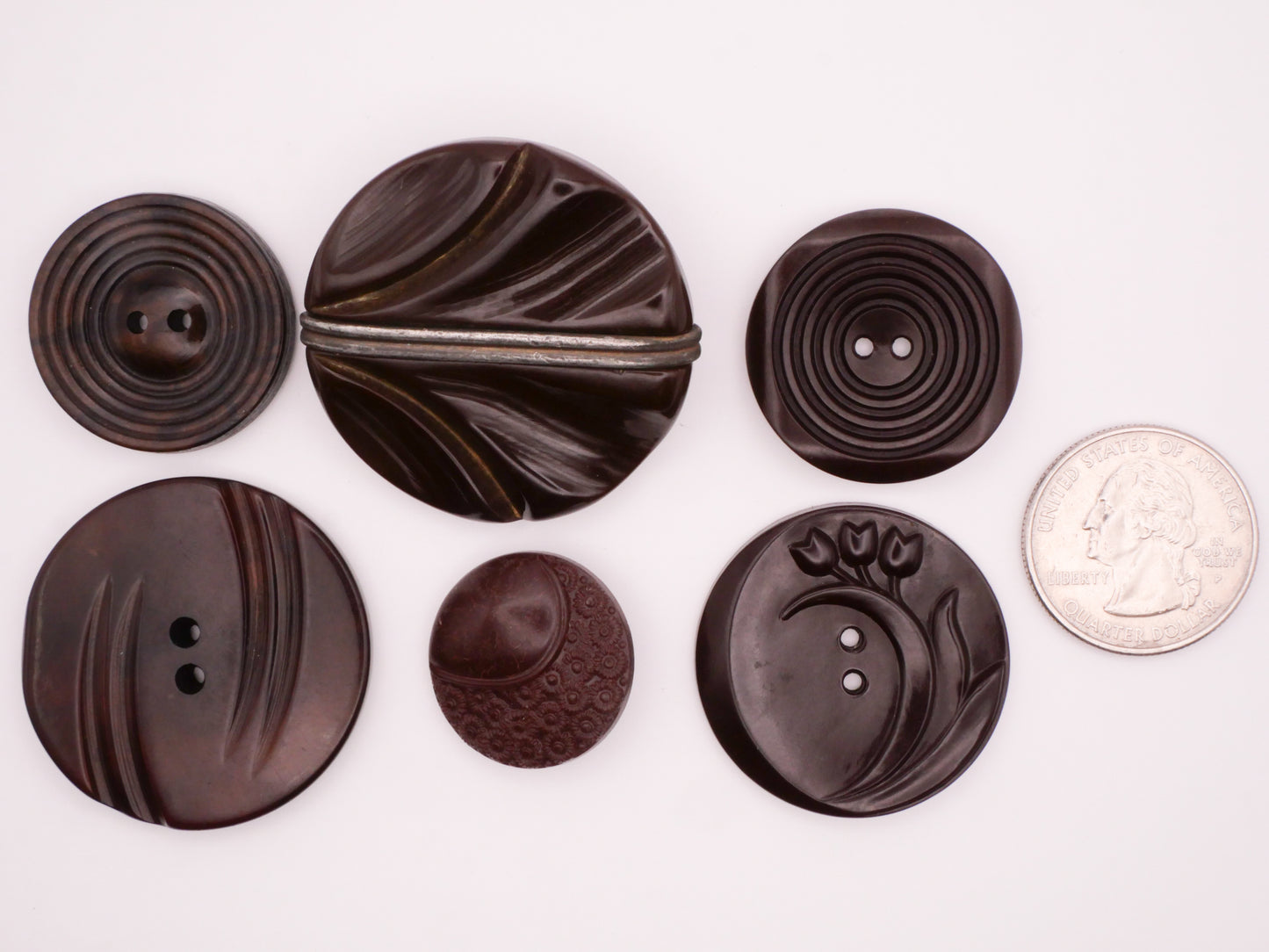 Chocolate Brown Vintage Plastic Button Various 23-40mm