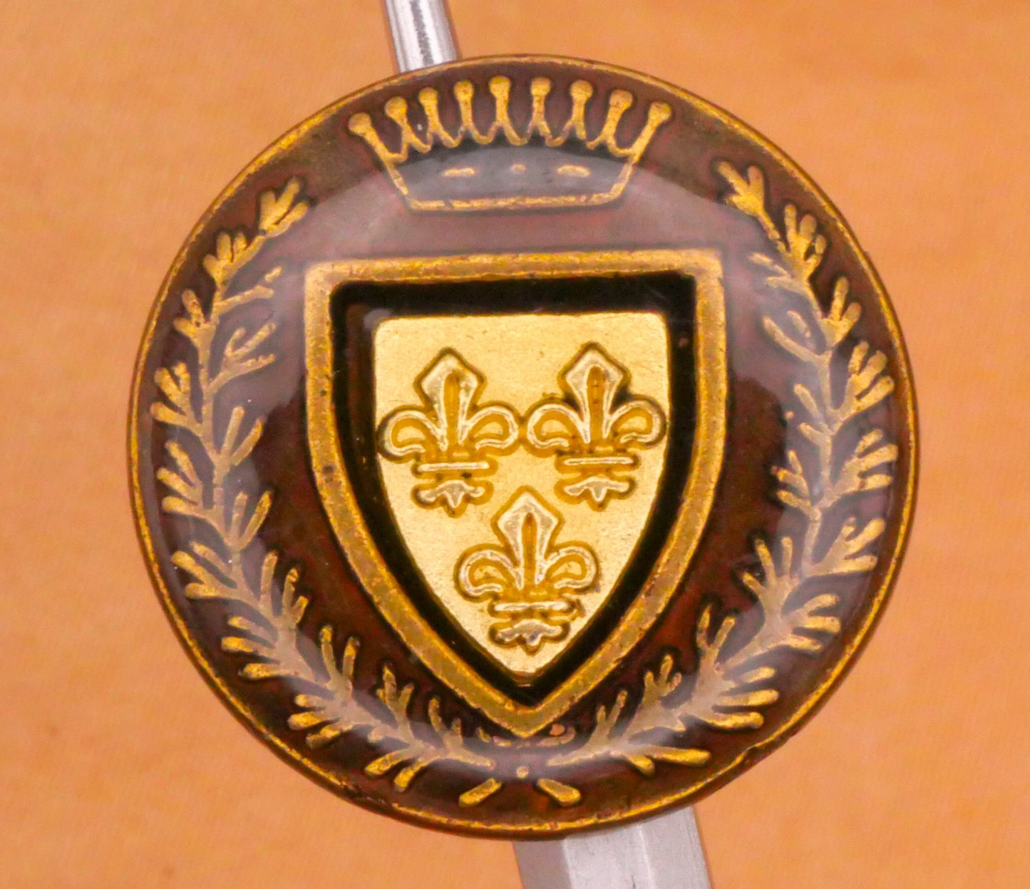 Fleur De Lis Shield Crown Resin Metal Button 20mm