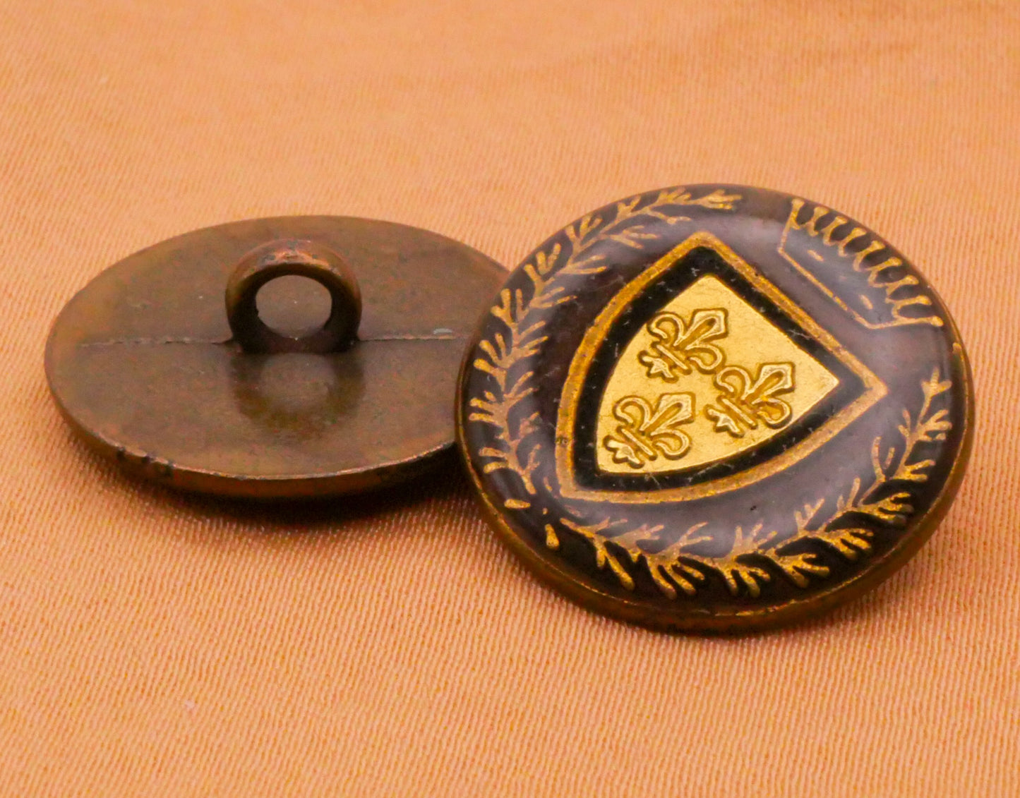Fleur De Lis Shield Crown Resin Metal Button 20mm
