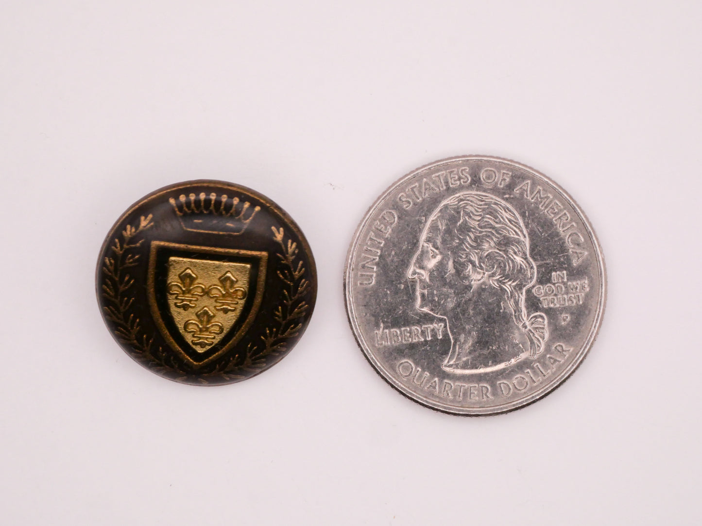 Fleur De Lis Shield Crown Resin Metal Button 20mm