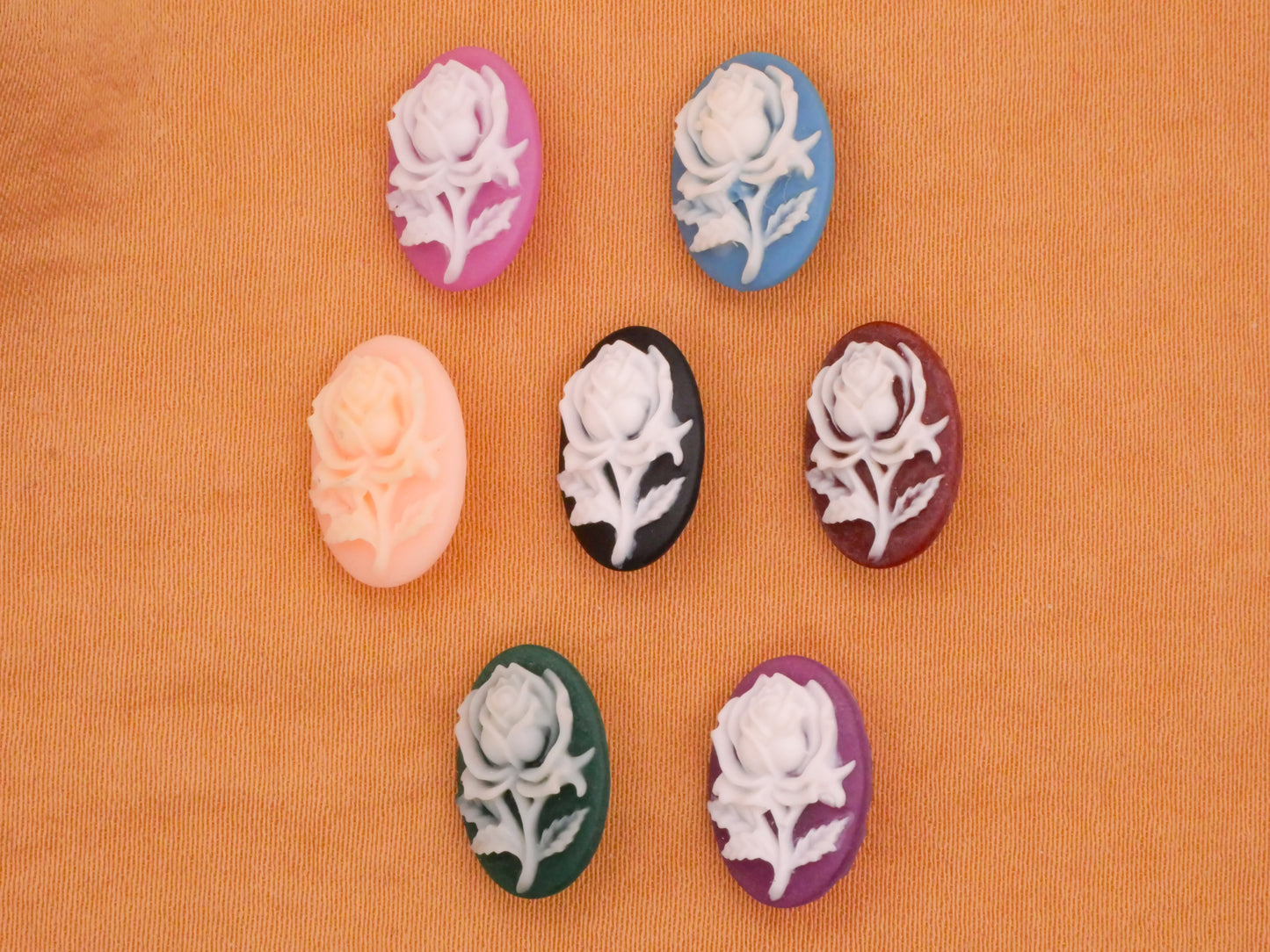 Rose Cameo Oval Plastic Button Various 10x14mm
