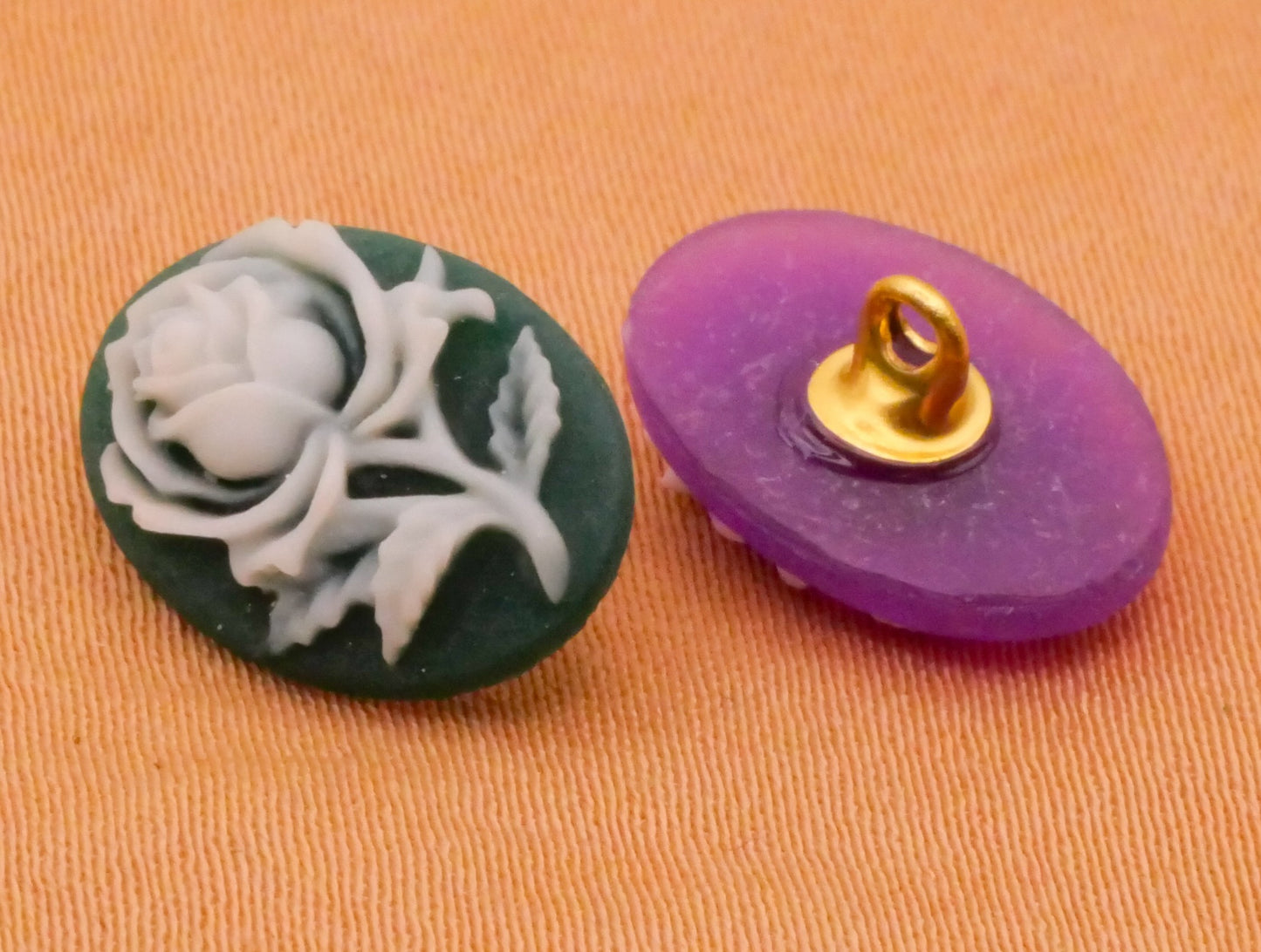 Rose Cameo Oval Plastic Button Various 10x14mm