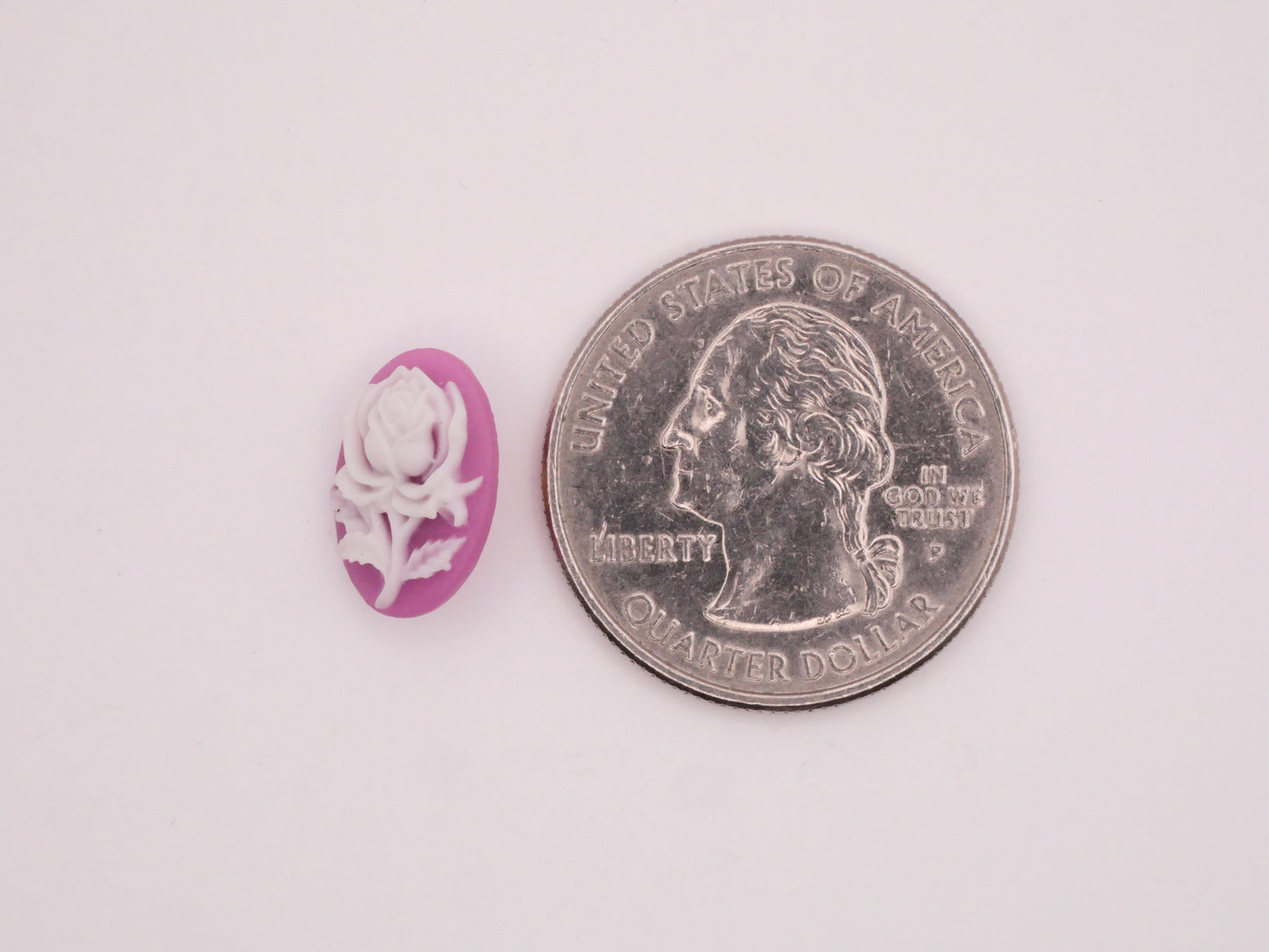 Rose Cameo Oval Plastic Button Various 10x14mm