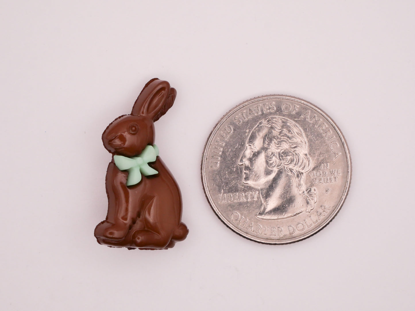Chocolate Bunny Rabbit Bow Plastic Set of Six Buttons 16x27mm
