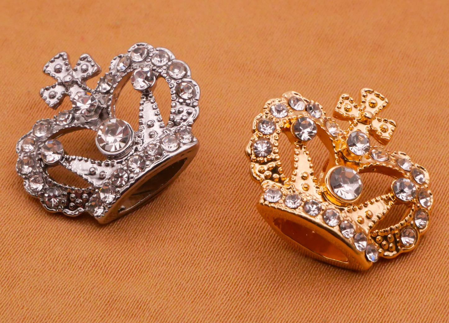 Crown Cross Rhinestone Metal Button Various 18x21mm