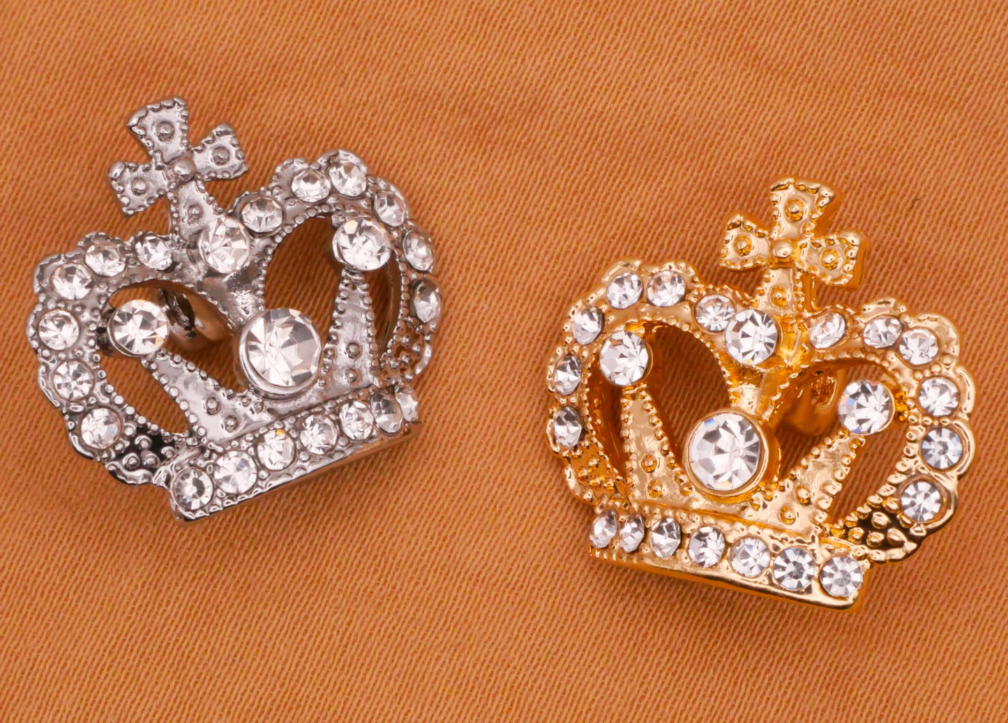 Crown Cross Rhinestone Metal Button Various 18x21mm