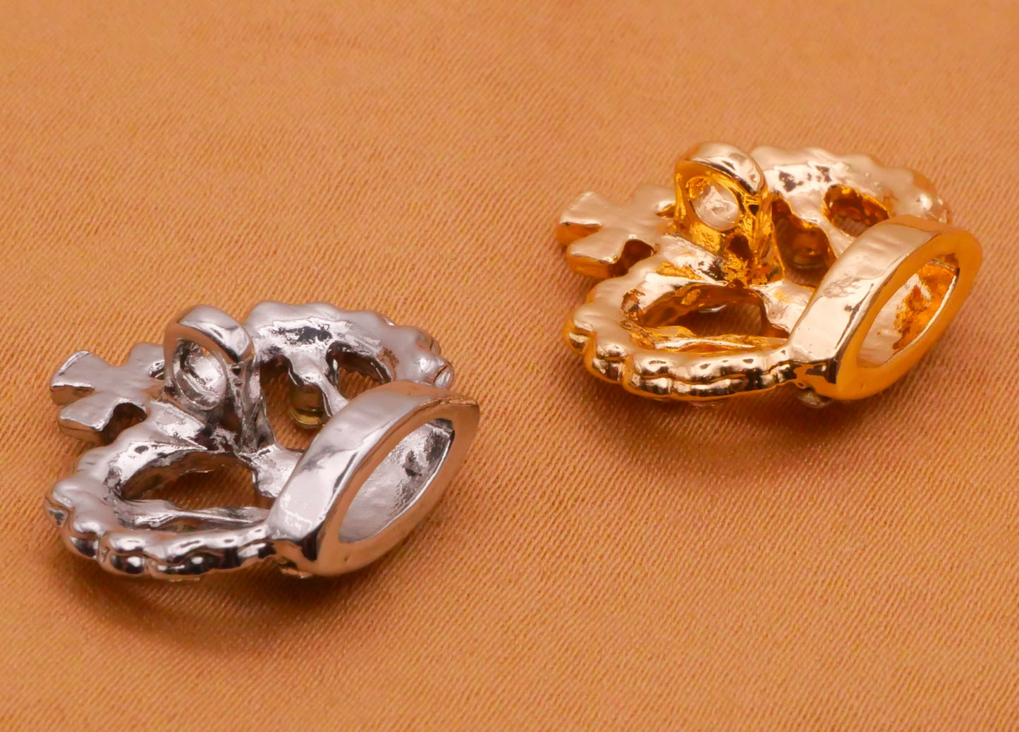 Crown Cross Rhinestone Metal Button Various 18x21mm