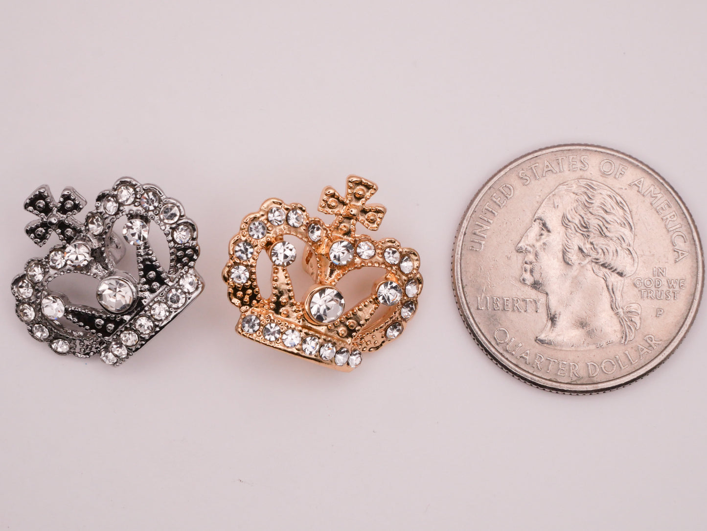 Crown Cross Rhinestone Metal Button Various 18x21mm