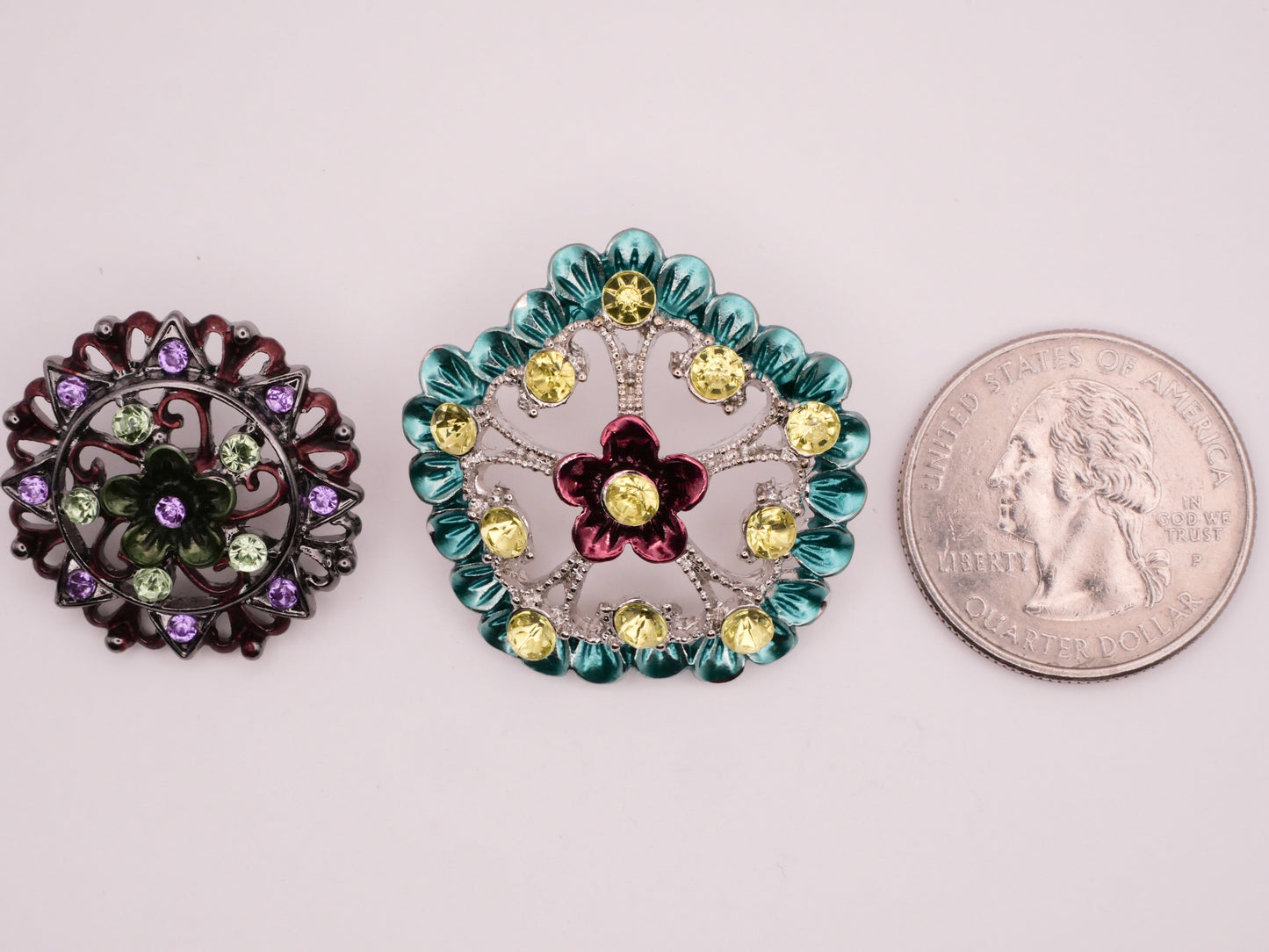 Flower Enamel Painted Rhinestone Metal Button Various 25-30mm