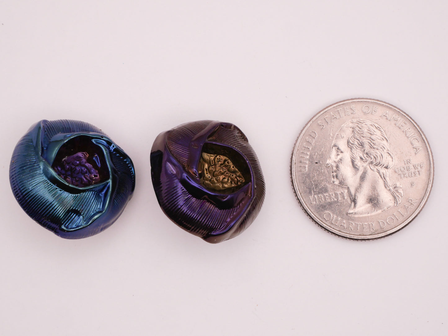Seed Pod Iridescent Blue Purple Plastic Button Various 21mm