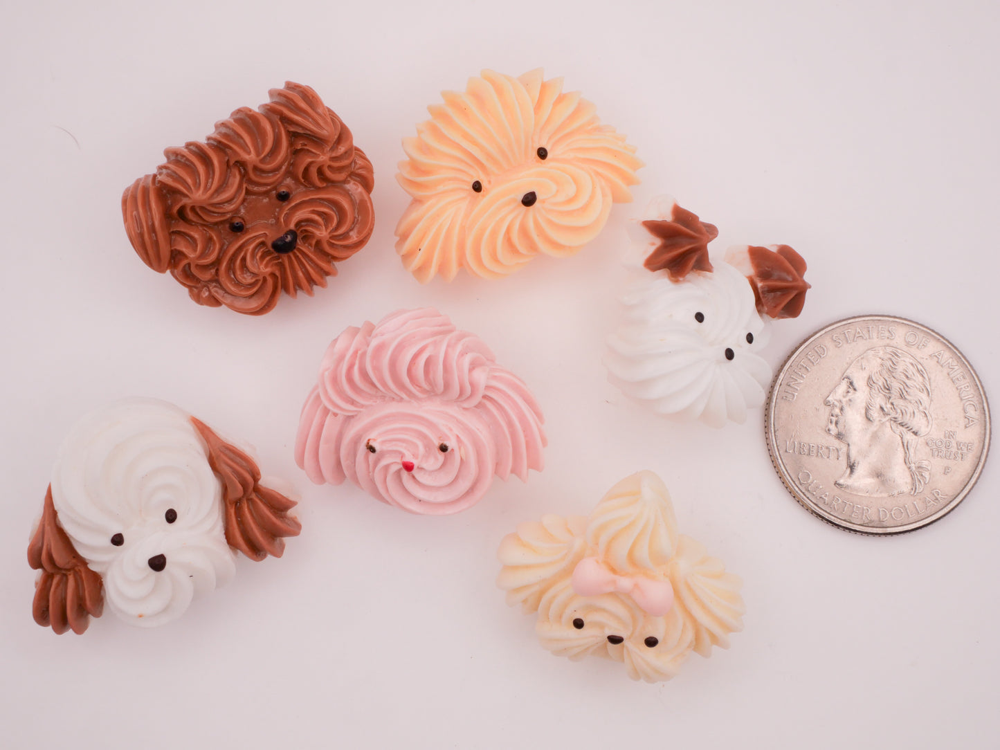 Dog Puppy Frosting Meringue Plastic Assorted Set of Four Buttons 21-30mm