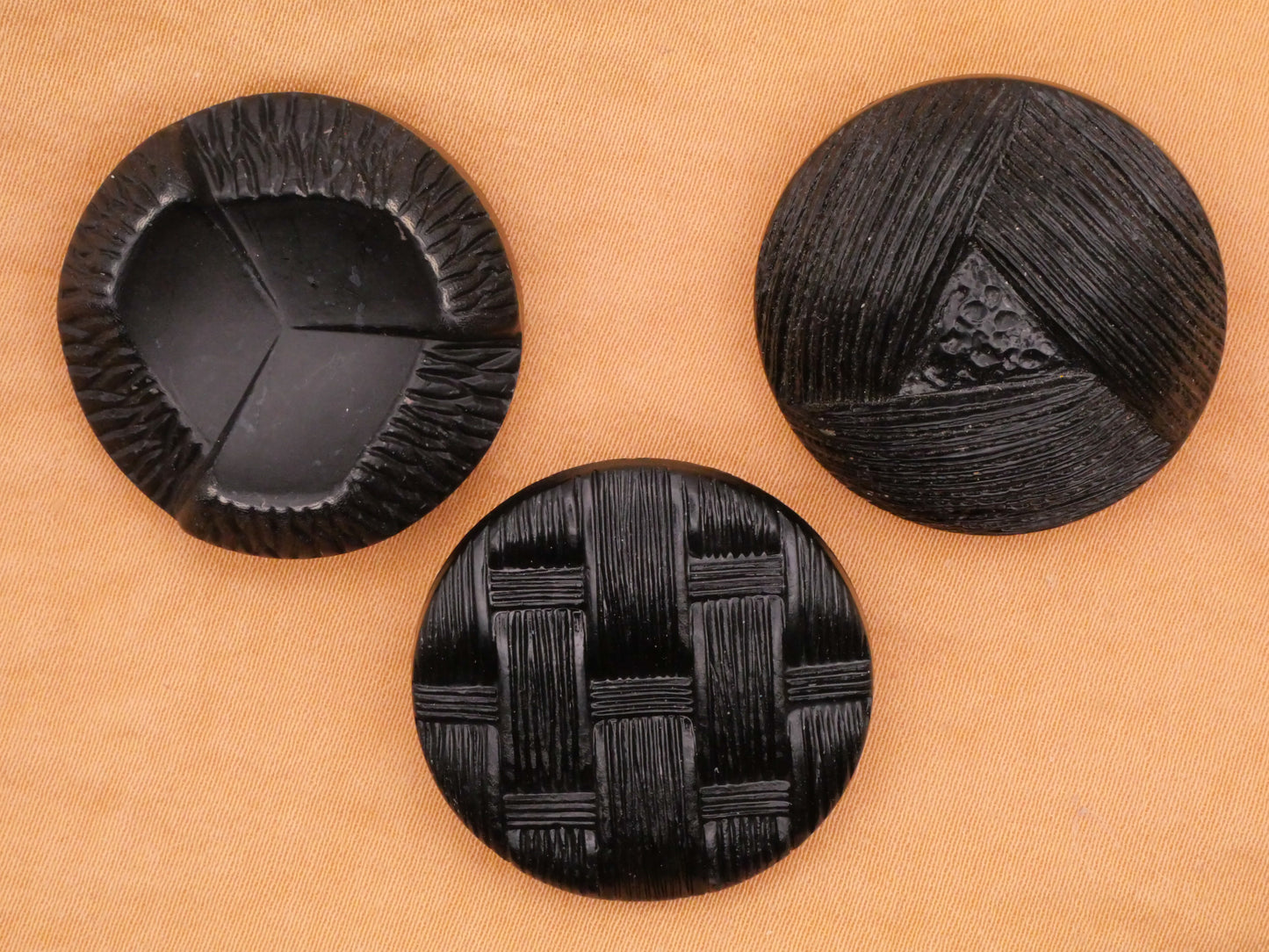 Texture Black Plastic Vintage Button Various 27-28mm