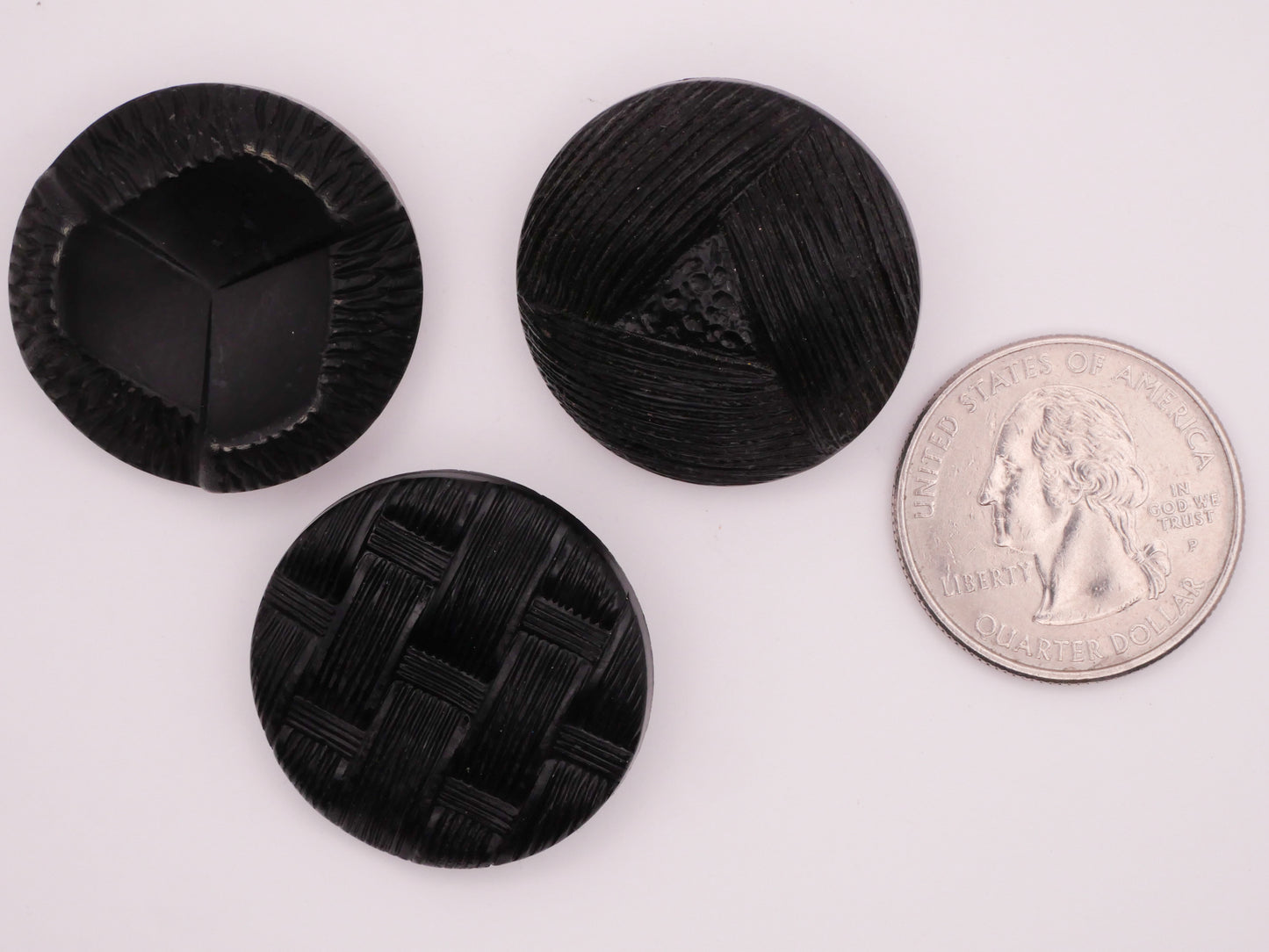 Texture Black Plastic Vintage Button Various 27-28mm