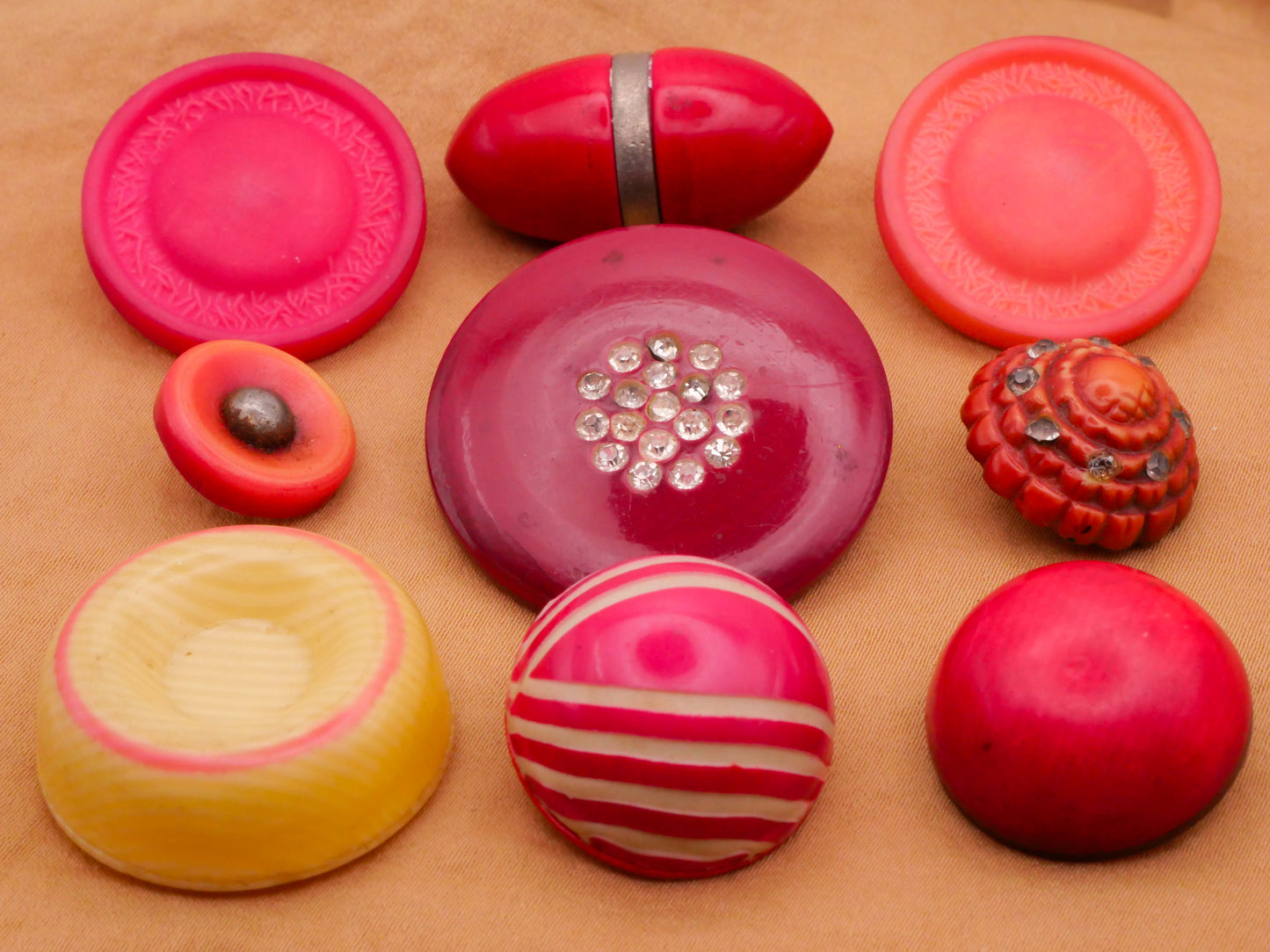 Pink Fuchsia Celluloid Early Plastic Button Various 15-34mm