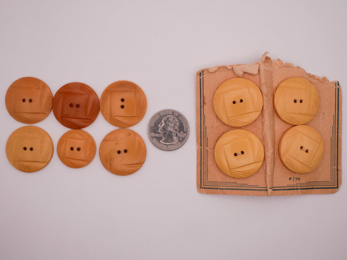 Bakelite Butterscotch Deco Sew-Thru Early Plastic Button Various 22-27mm