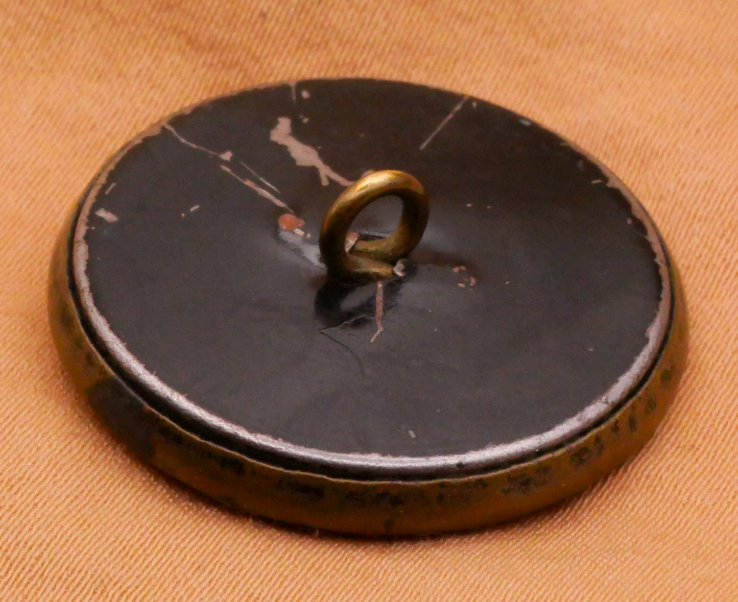 Bird Perch Wood Veneer Background Bronze Metal Victorian Button 27mm