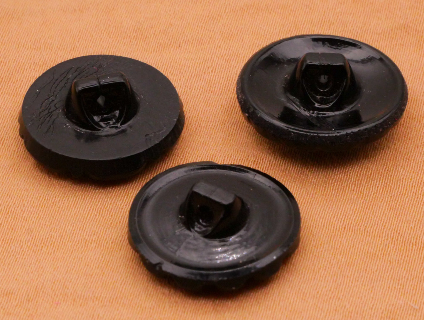 Flower Intricate Black Glass Vintage Button Various 18mm