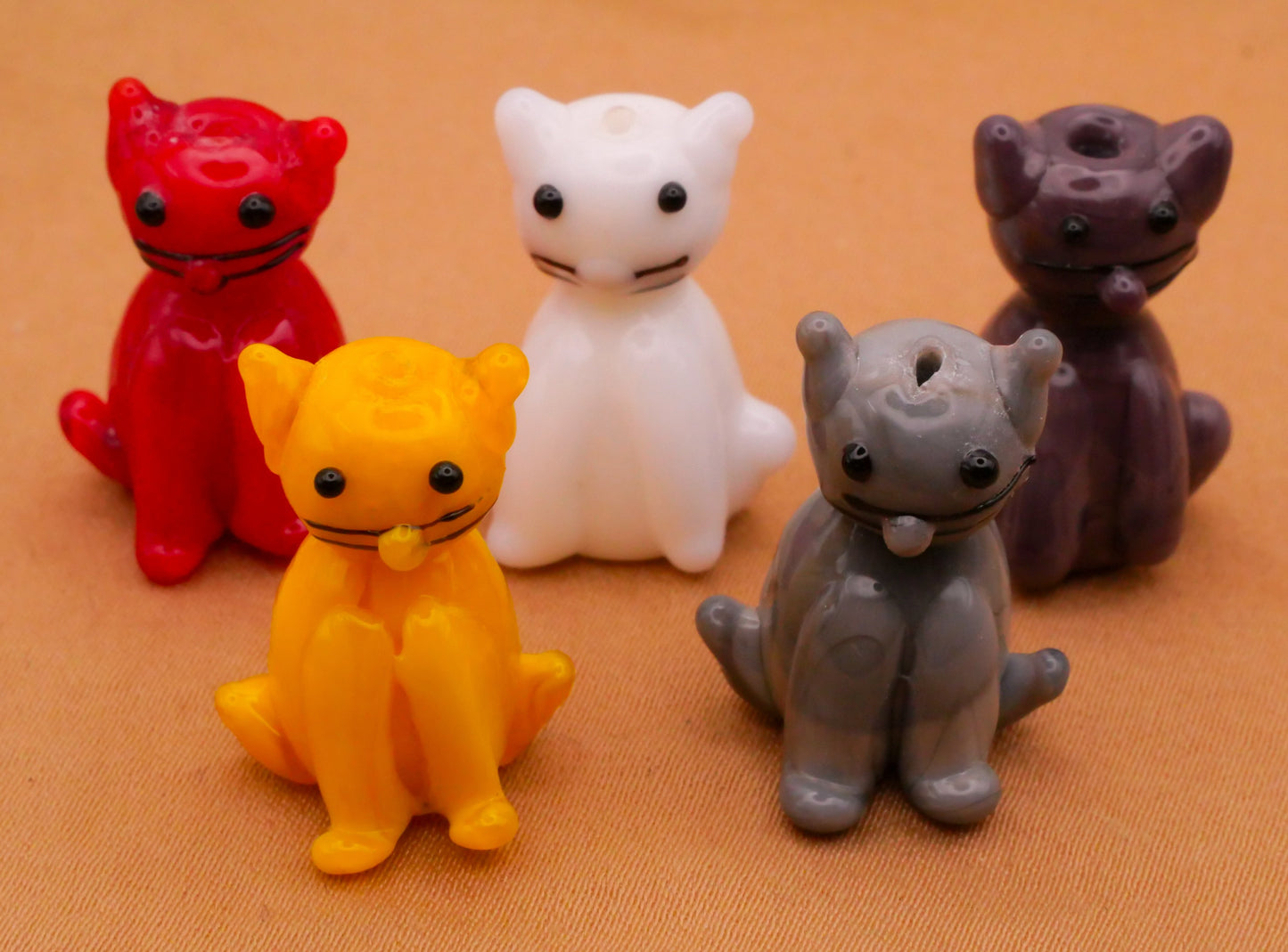 Cat Kitty Lampwork Glass Bead Embellishment Various 16x22mm
