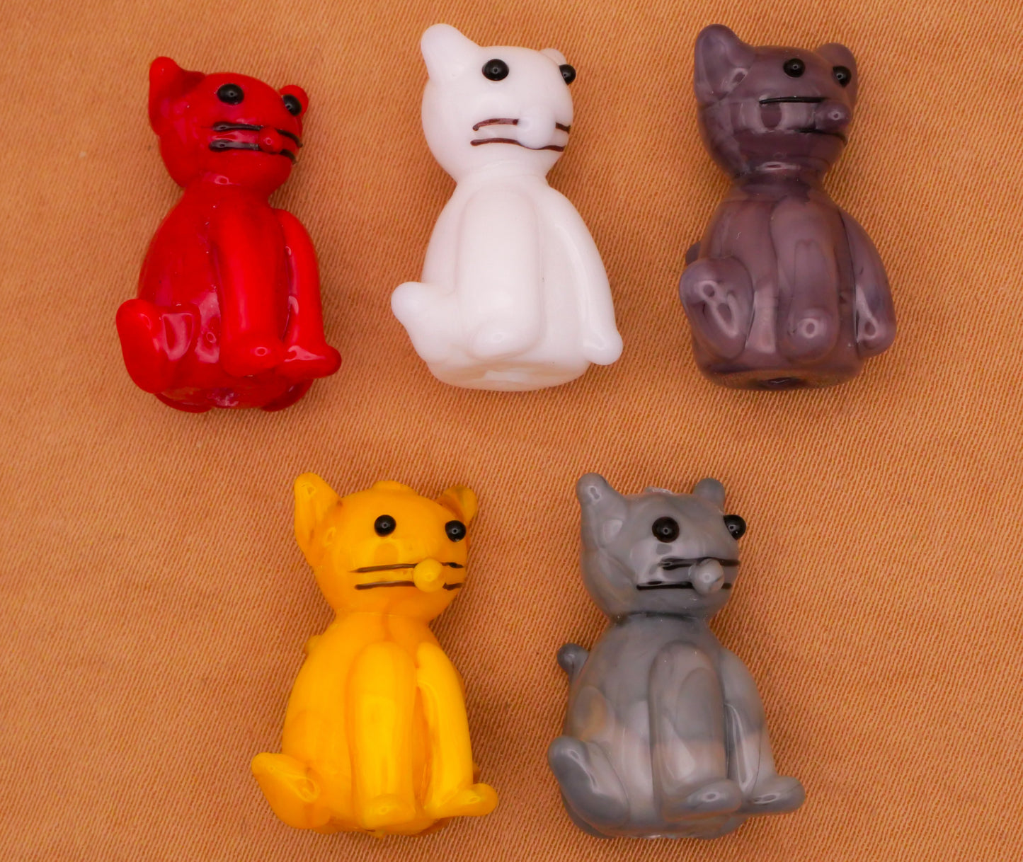 Cat Kitty Lampwork Glass Bead Embellishment Various 16x22mm