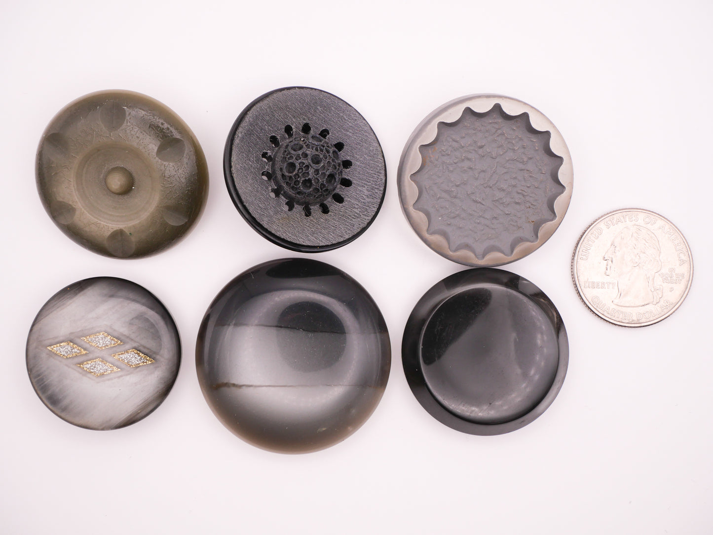 Grey Gray Vintage Plastic Button Various 30-39mm