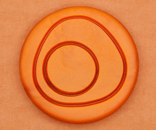Topography Look Orange Vintage Plastic Large Button 33mm