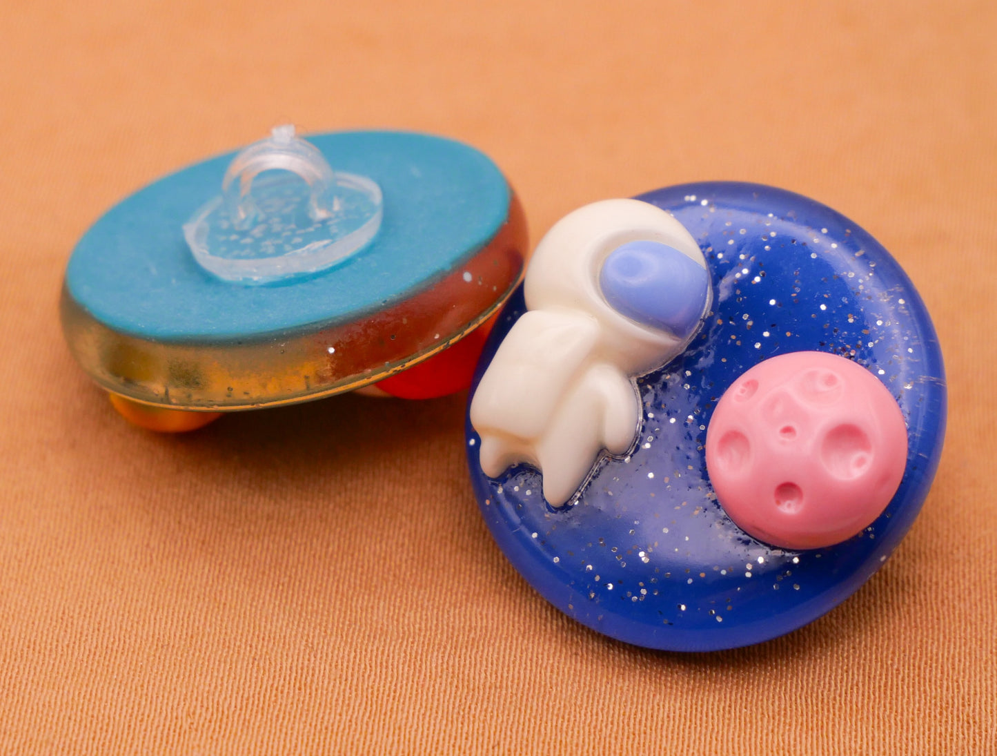 Outer Space Rocket Astronaut UFO Plastic Assorted Set of Three Buttons 24mm