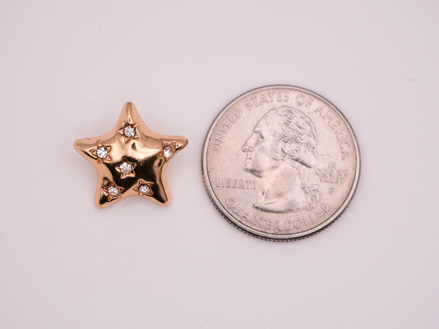 Star Rhinestones Shiny Gold Metal Button 16mm