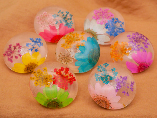 Habitat Real Flowers Dyed Glass Plastic Button Various 30mm
