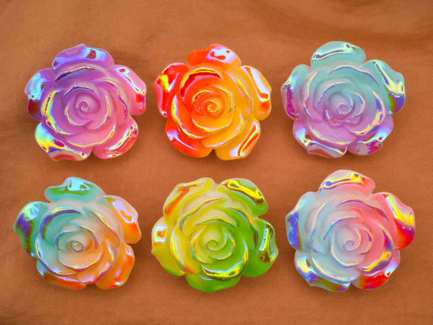 Flower Rose Two-Tone Tie Dye Look Large Plastic Button Various 36mm