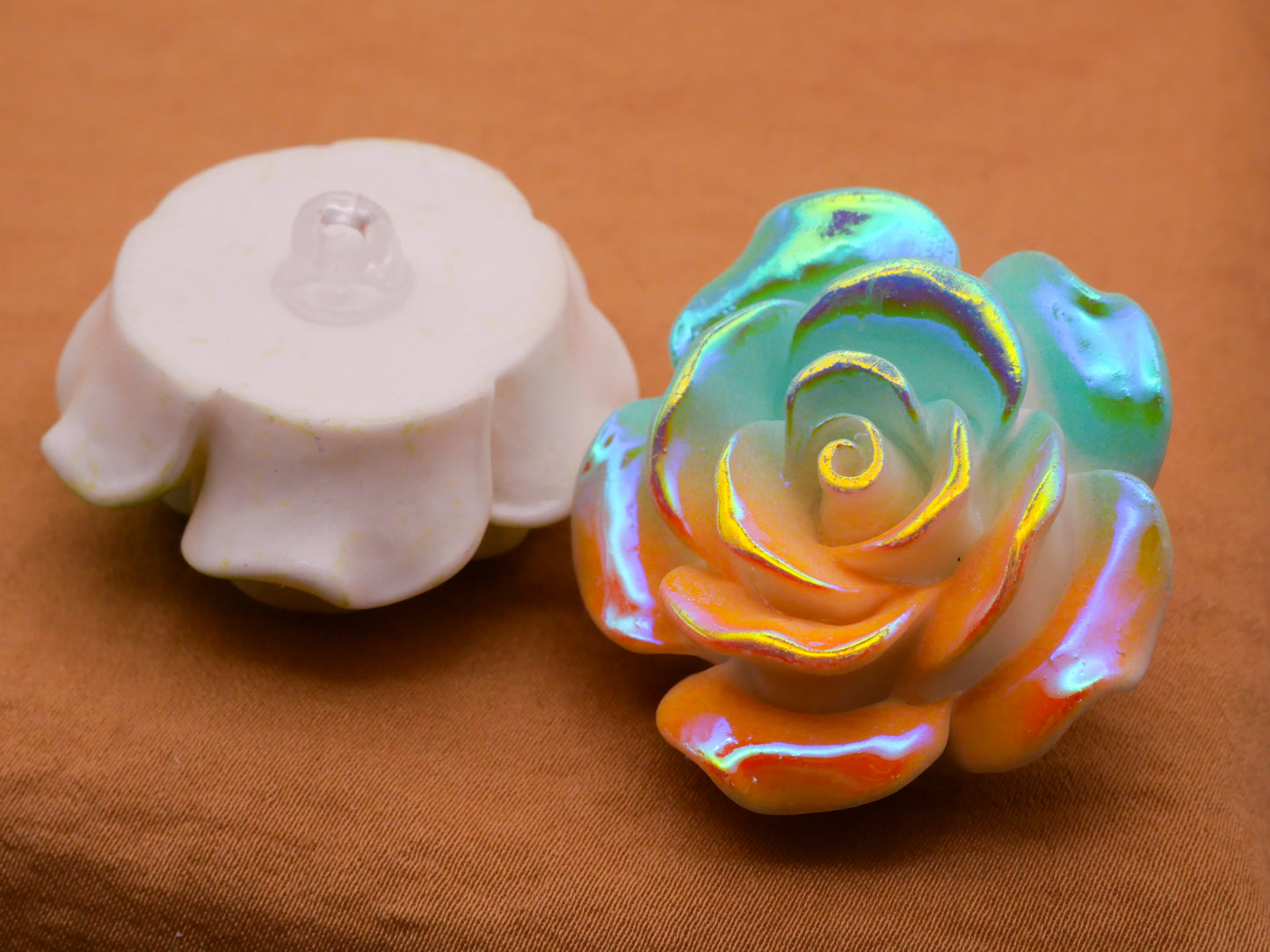 Flower Rose Two-Tone Tie Dye Look Large Plastic Button Various 36mm