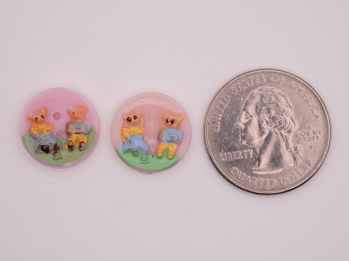 Bear Friends Pastel Vintage Plastic Button Various 16mm