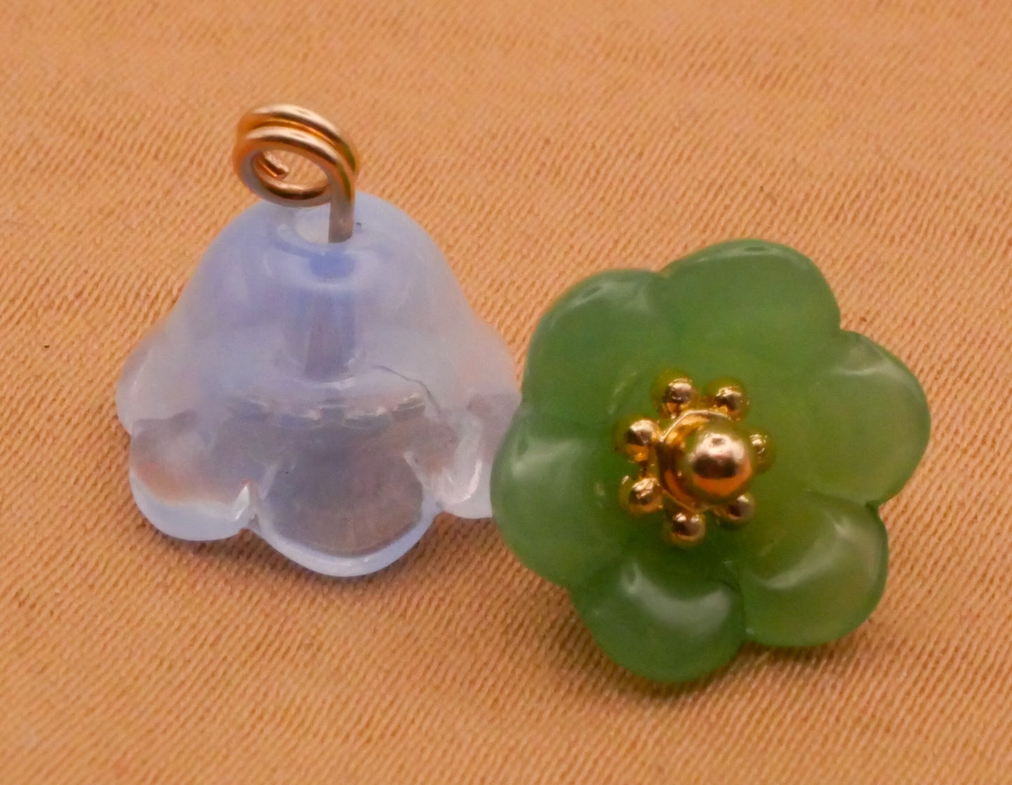 Flower Blue Green or Pink Gold Metal Center Shank Button Various 11mm