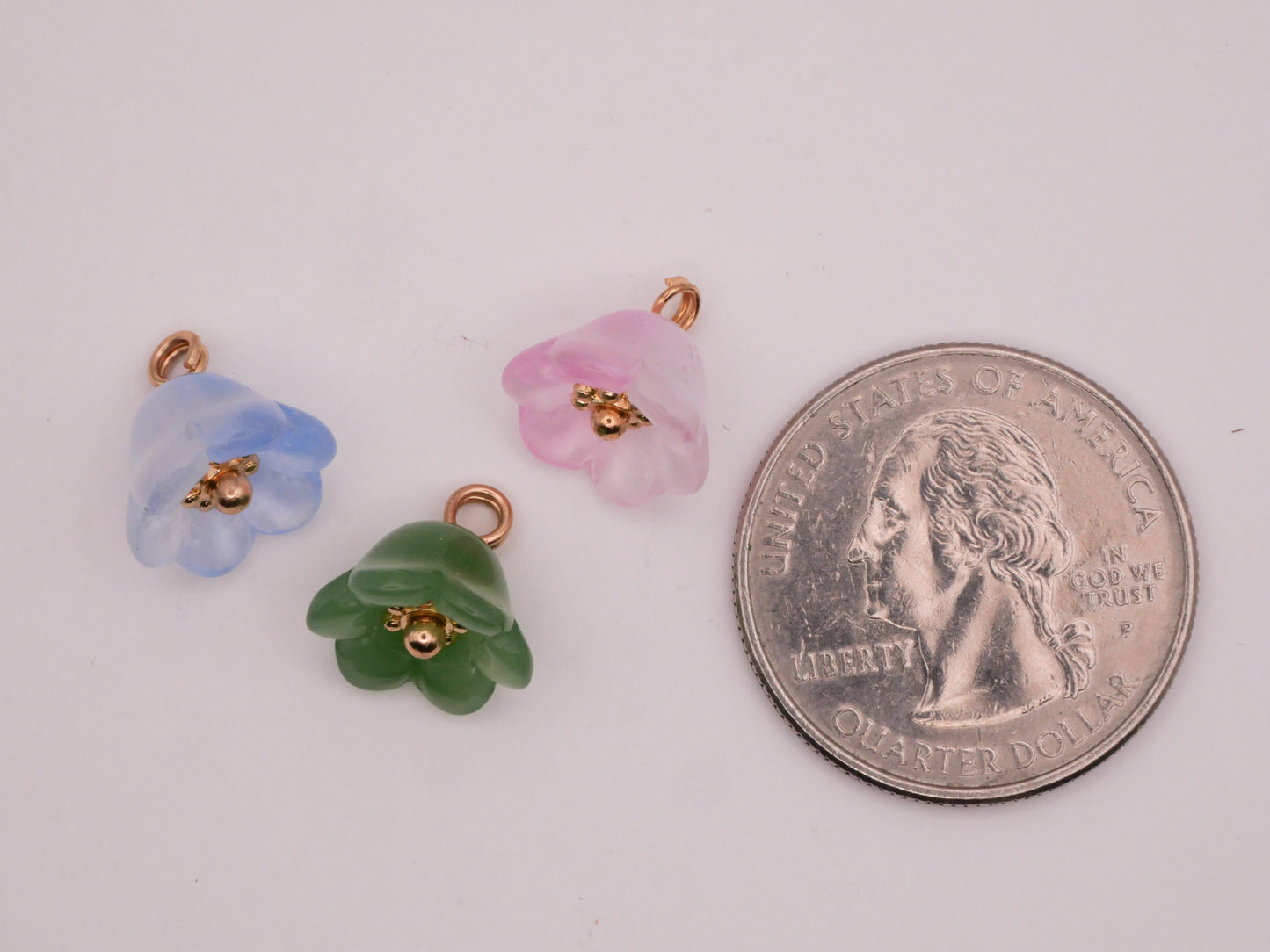 Flower Blue Green or Pink Gold Metal Center Shank Button Various 11mm