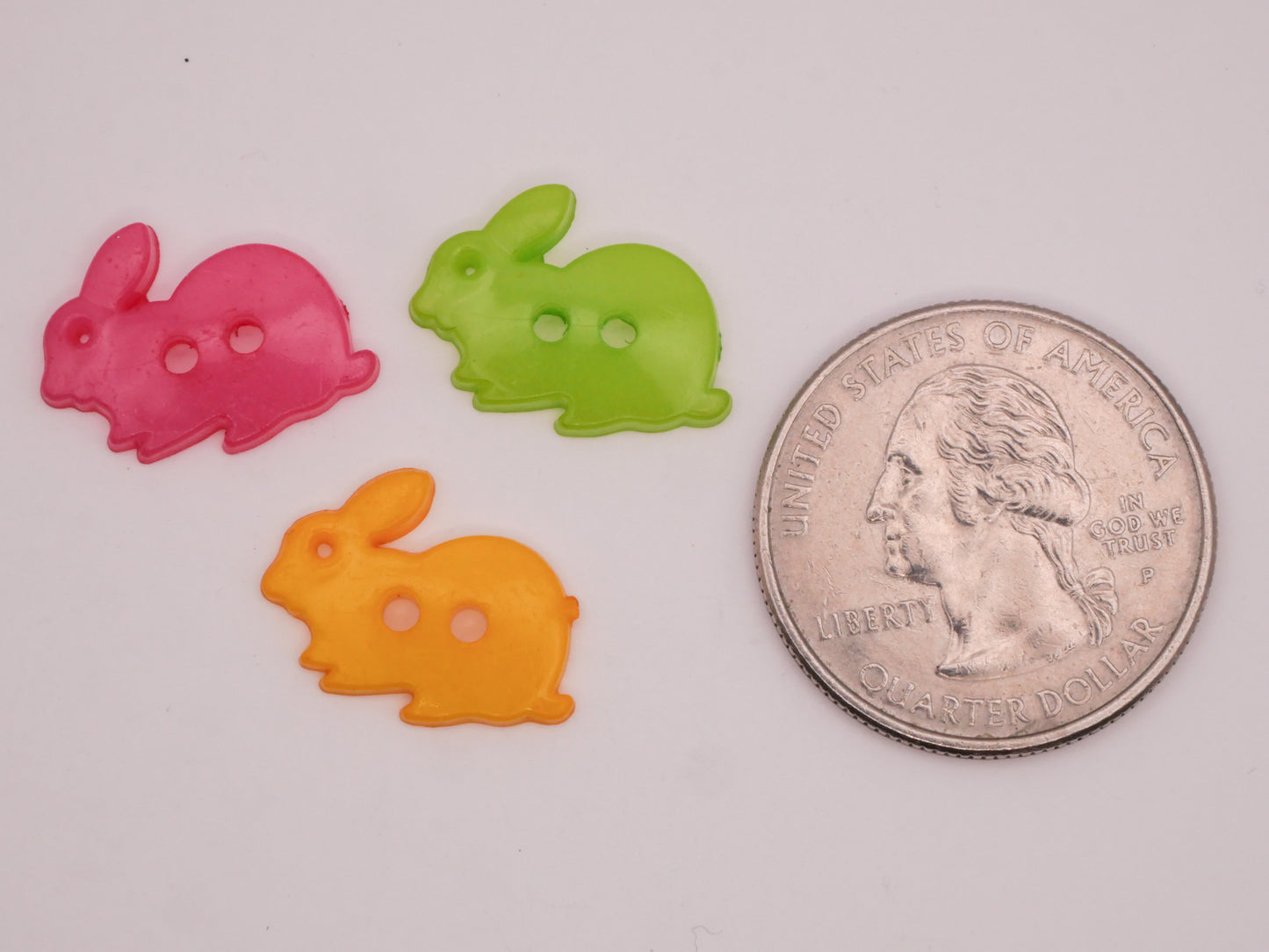 Bunny Rabbit Colorful Plastic Set of Forty-Eight Buttons 13x16mm