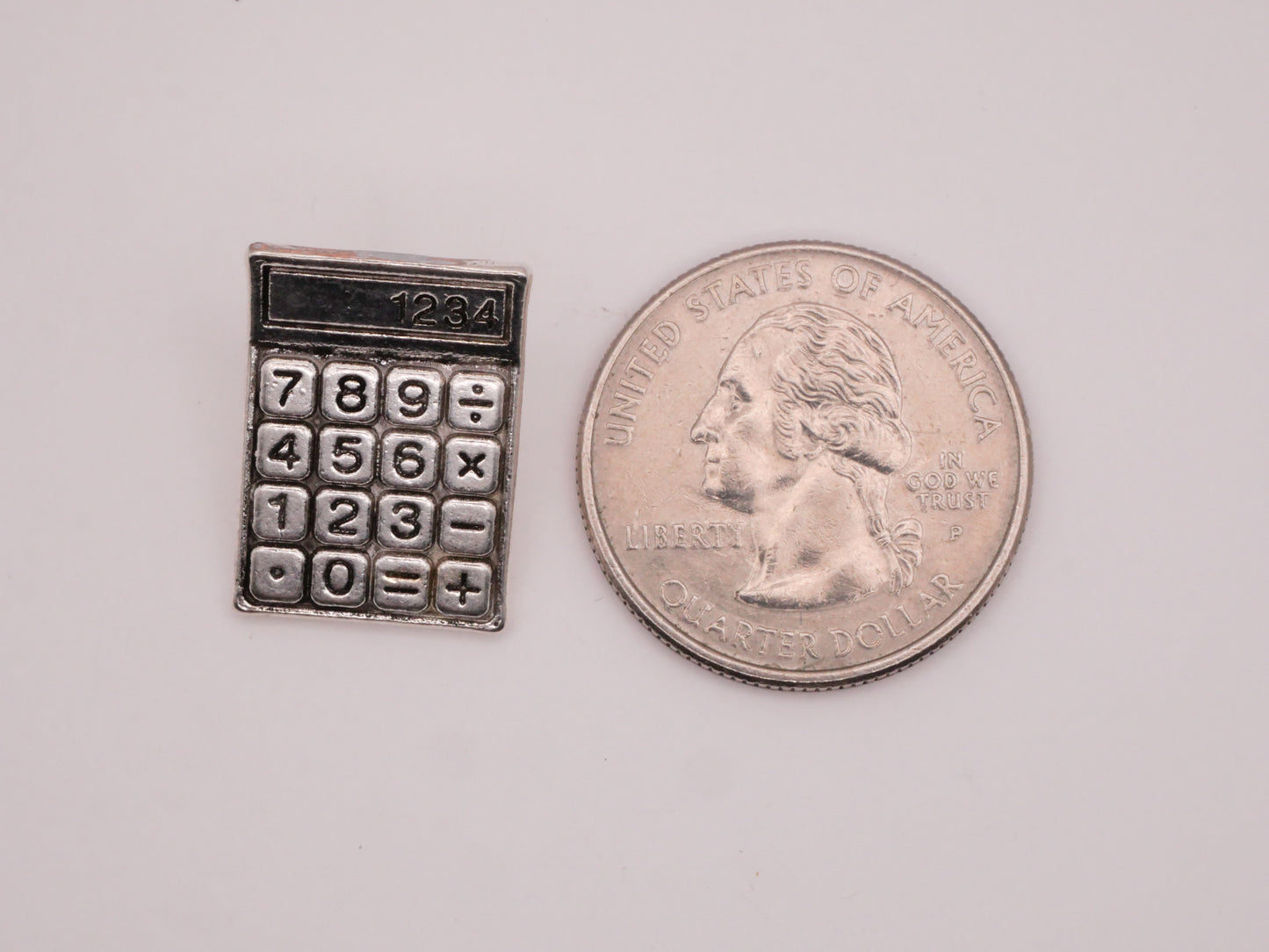 Calculator Realistic Money Math Silver Metal Button 14x21mm
