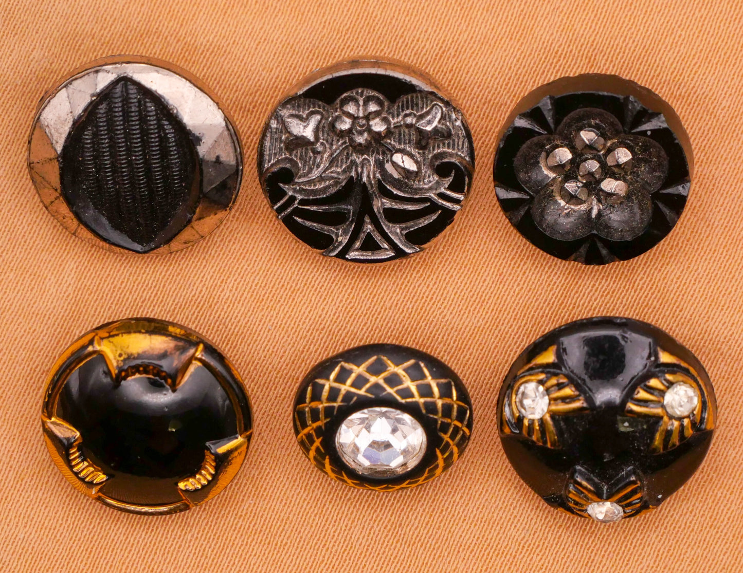 Metallic Luster Painted Black Glass Button Various 11-14mm