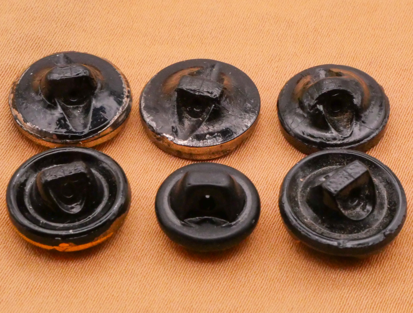 Metallic Luster Painted Black Glass Button Various 11-14mm