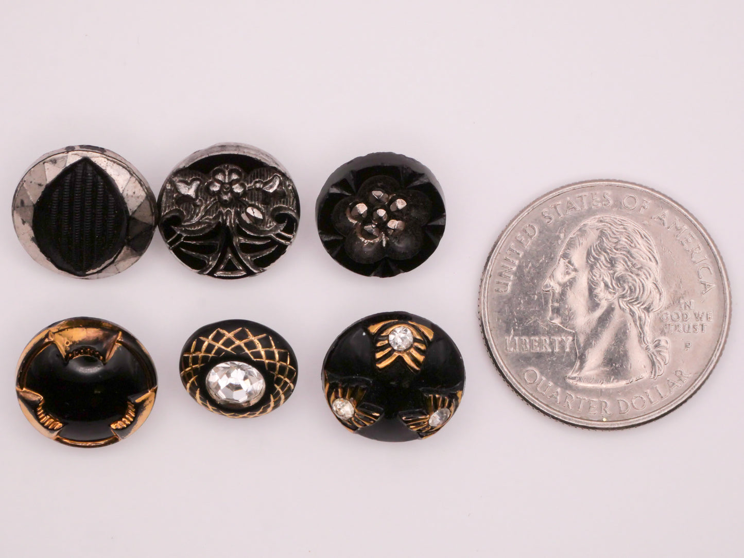 Metallic Luster Painted Black Glass Button Various 11-14mm